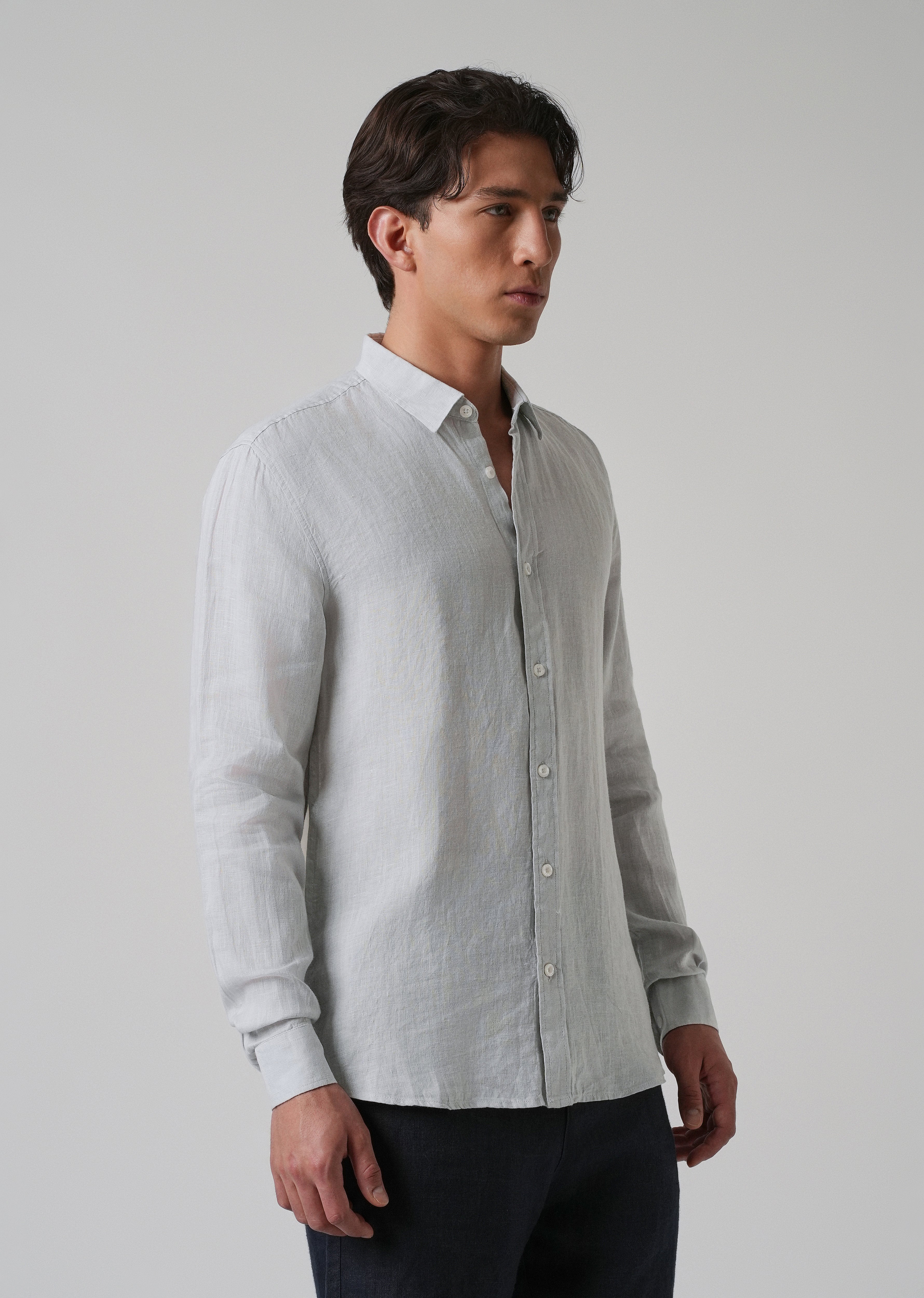 100% Pure Ash Grey Linen Shirt