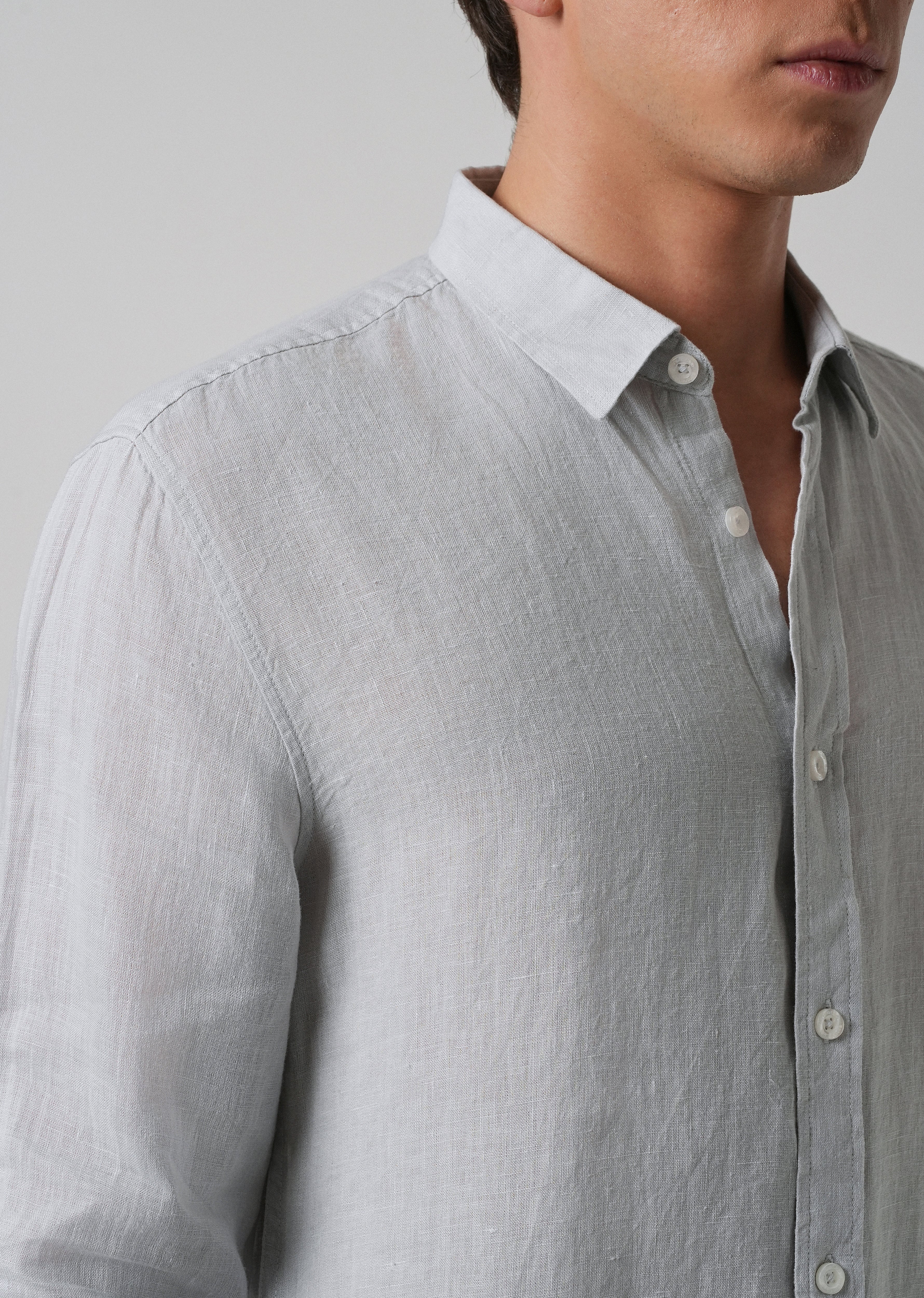 100% Pure Ash Grey Linen Shirt