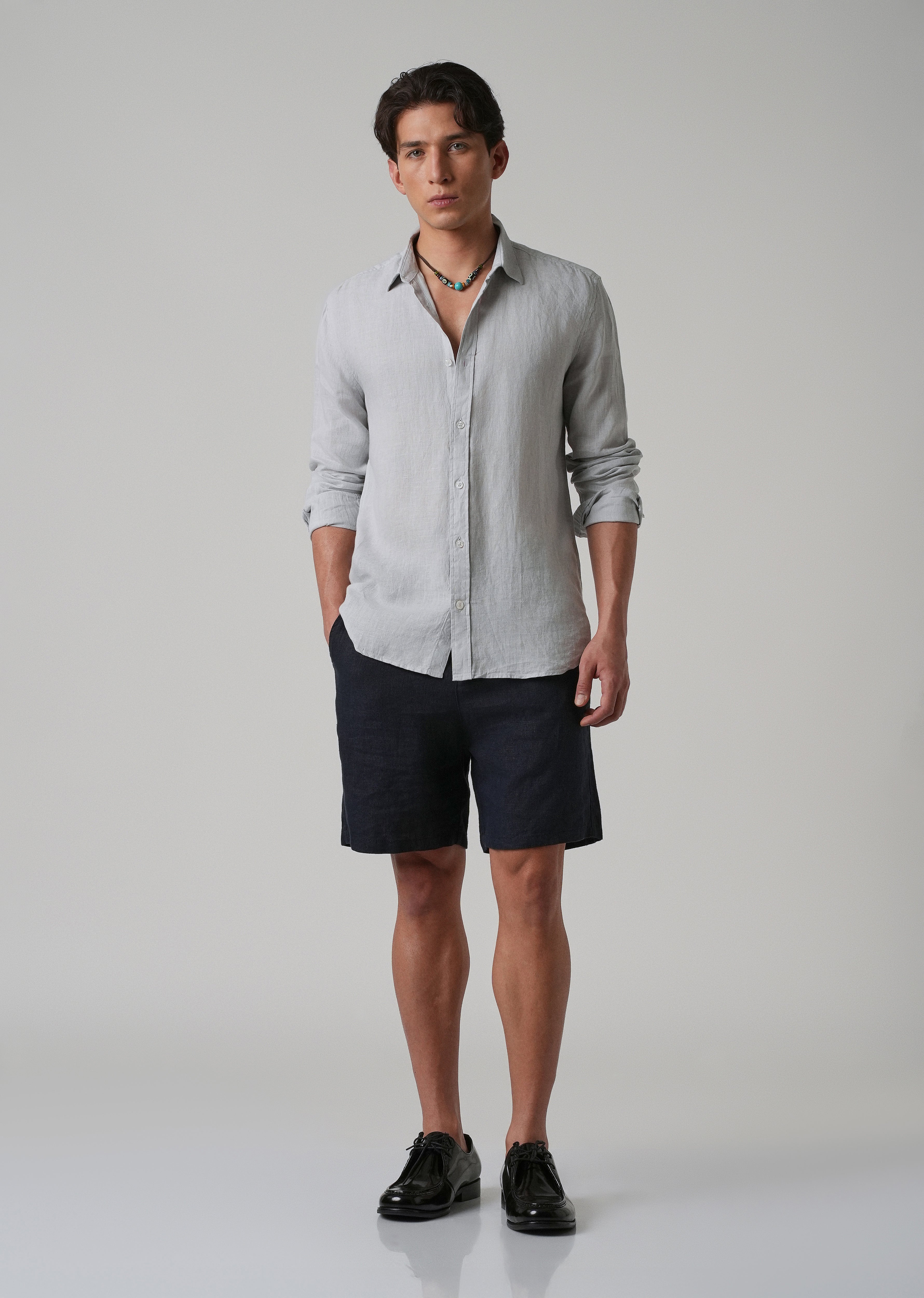 100% Pure Ash Grey Linen Shirt