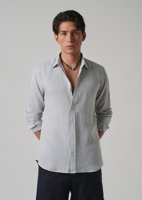 100% Pure Ash Grey Linen Shirt