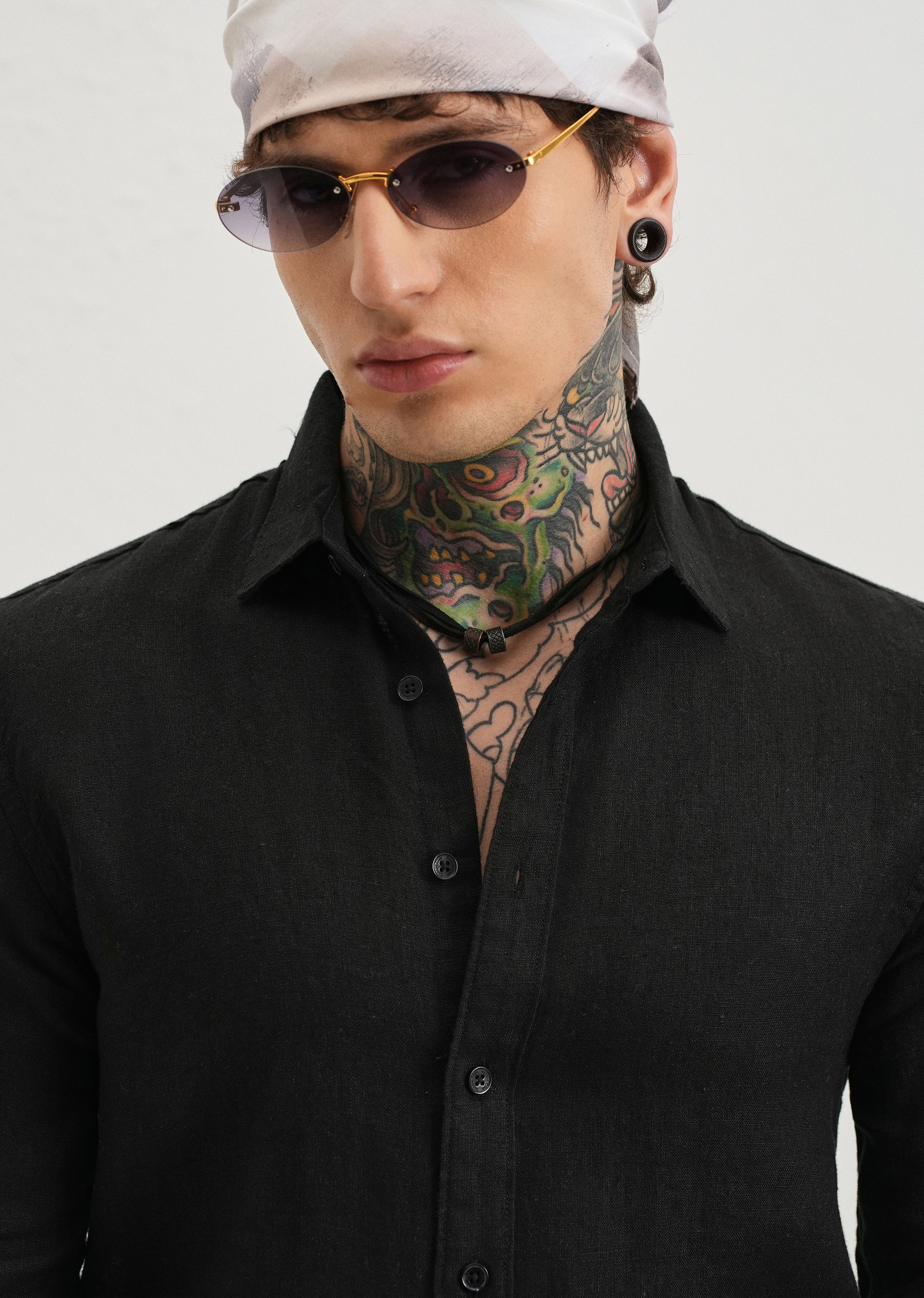 100% Pure Heather Black Linen Shirt