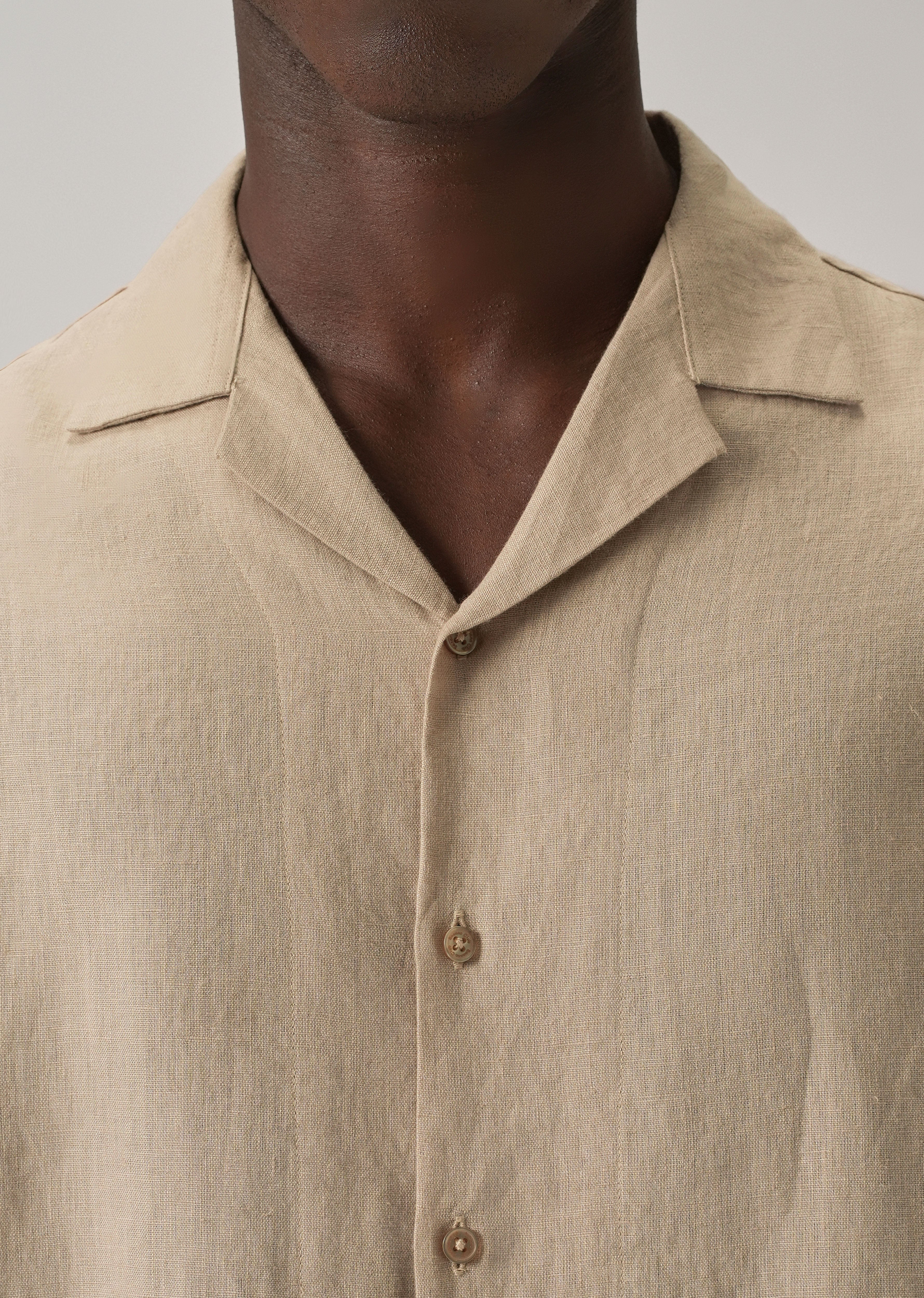 100% Pure Irish Tan Beige Linen Shirt