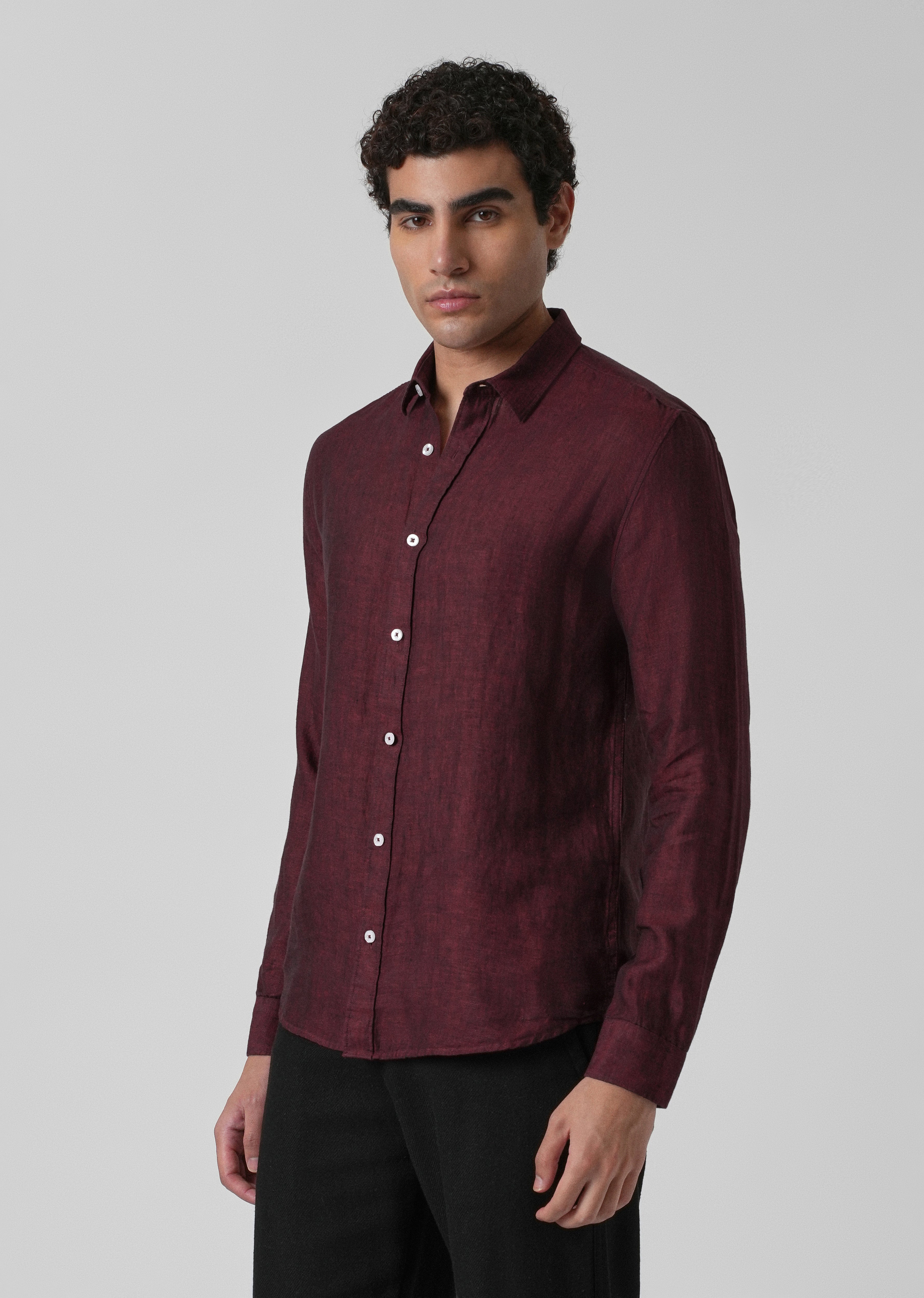 100% Pure Irish Burnt Maroon Linen Shirt