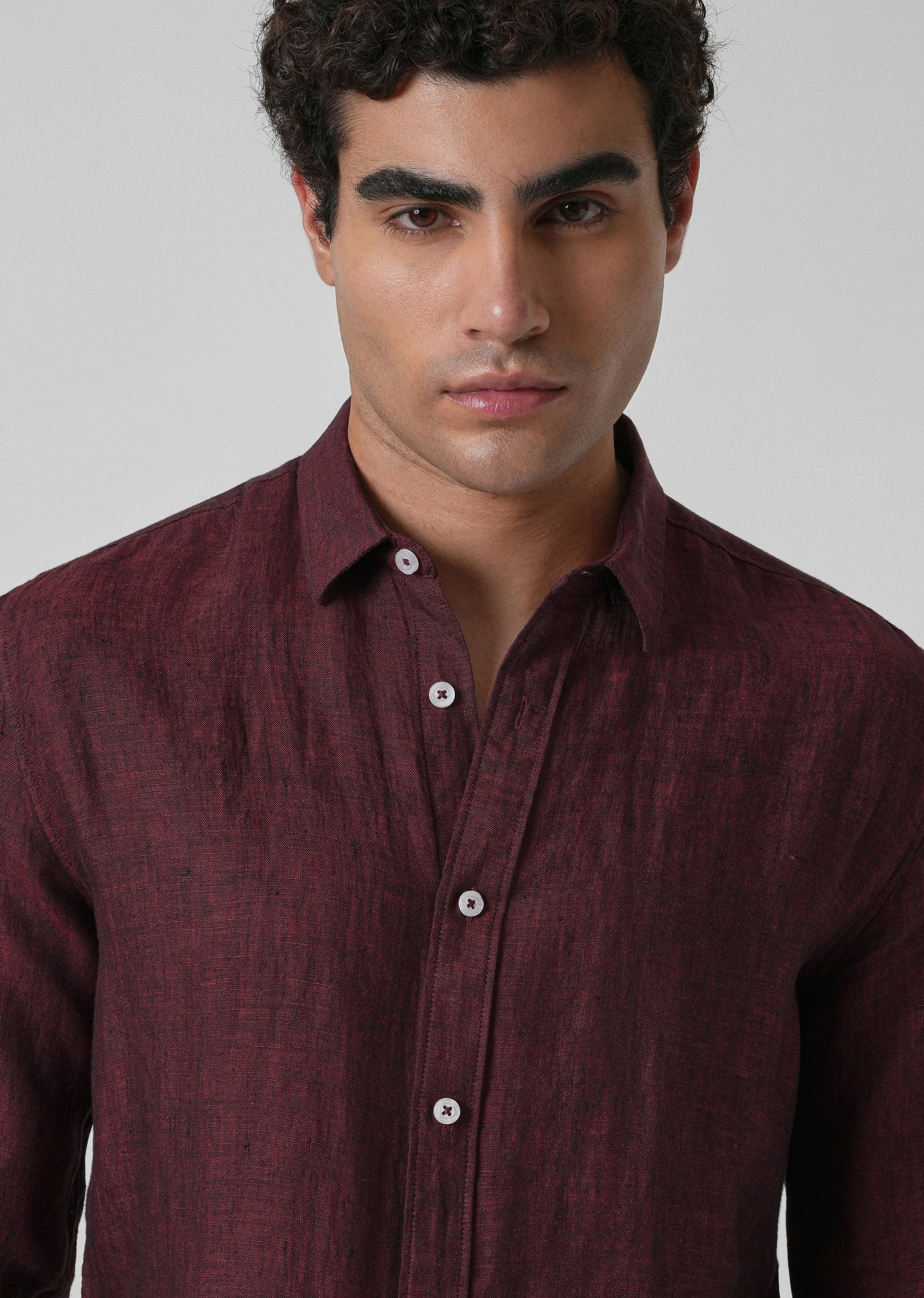100% Pure Irish Burnt Maroon Linen Shirt