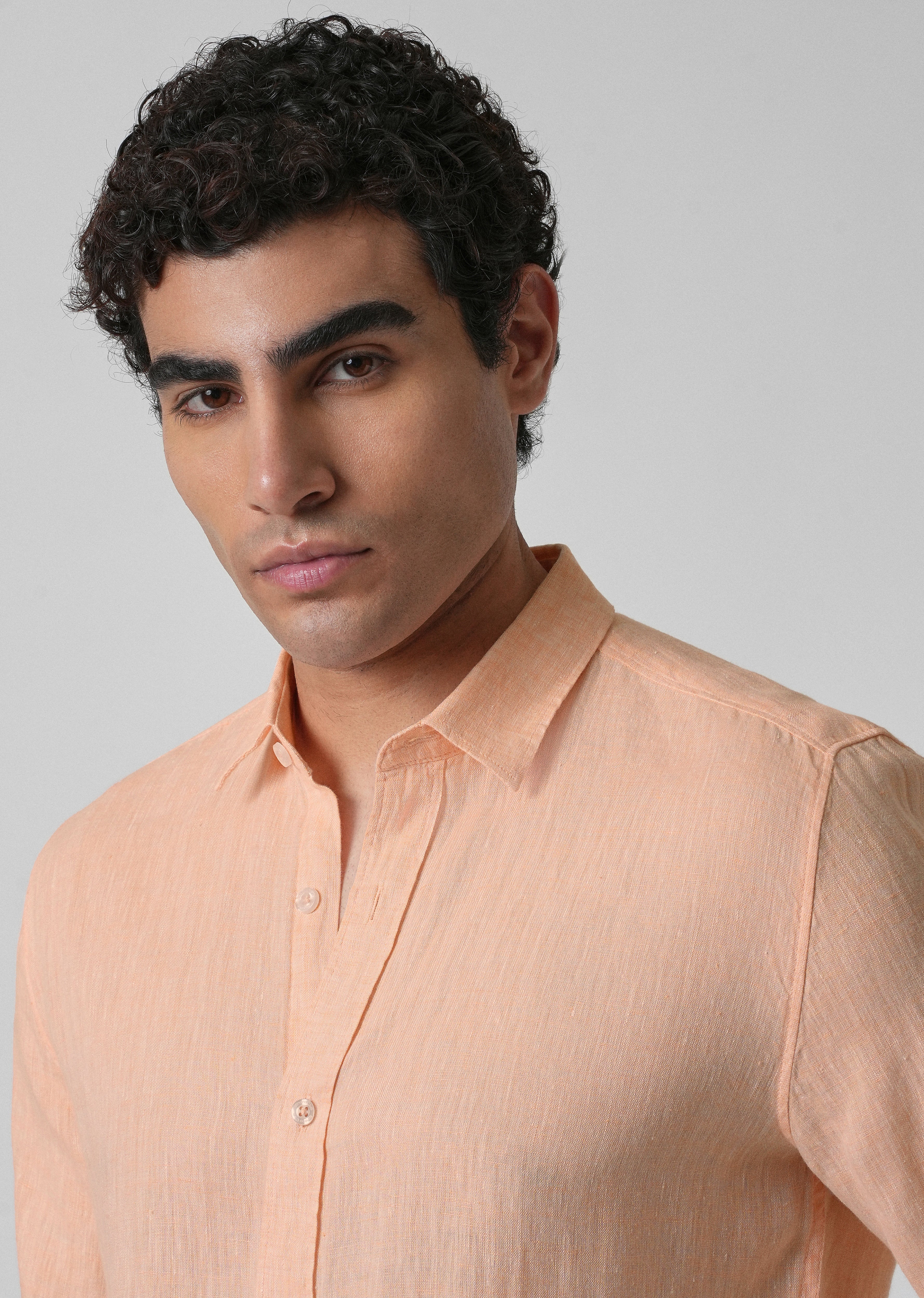 100% Pure Irish Dusky Orange Linen Shirt