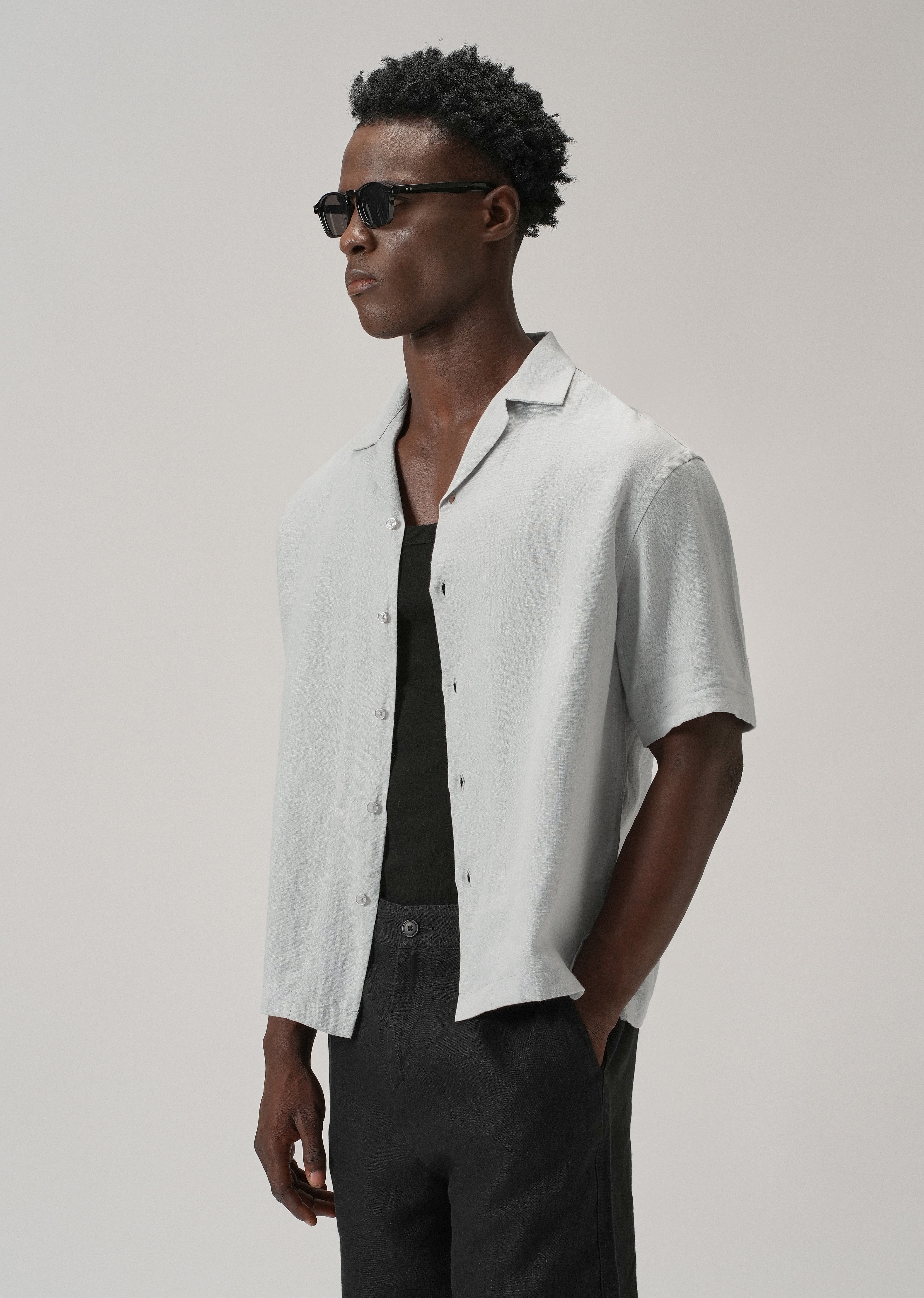 100% Pure Irish Grey Linen Shirt