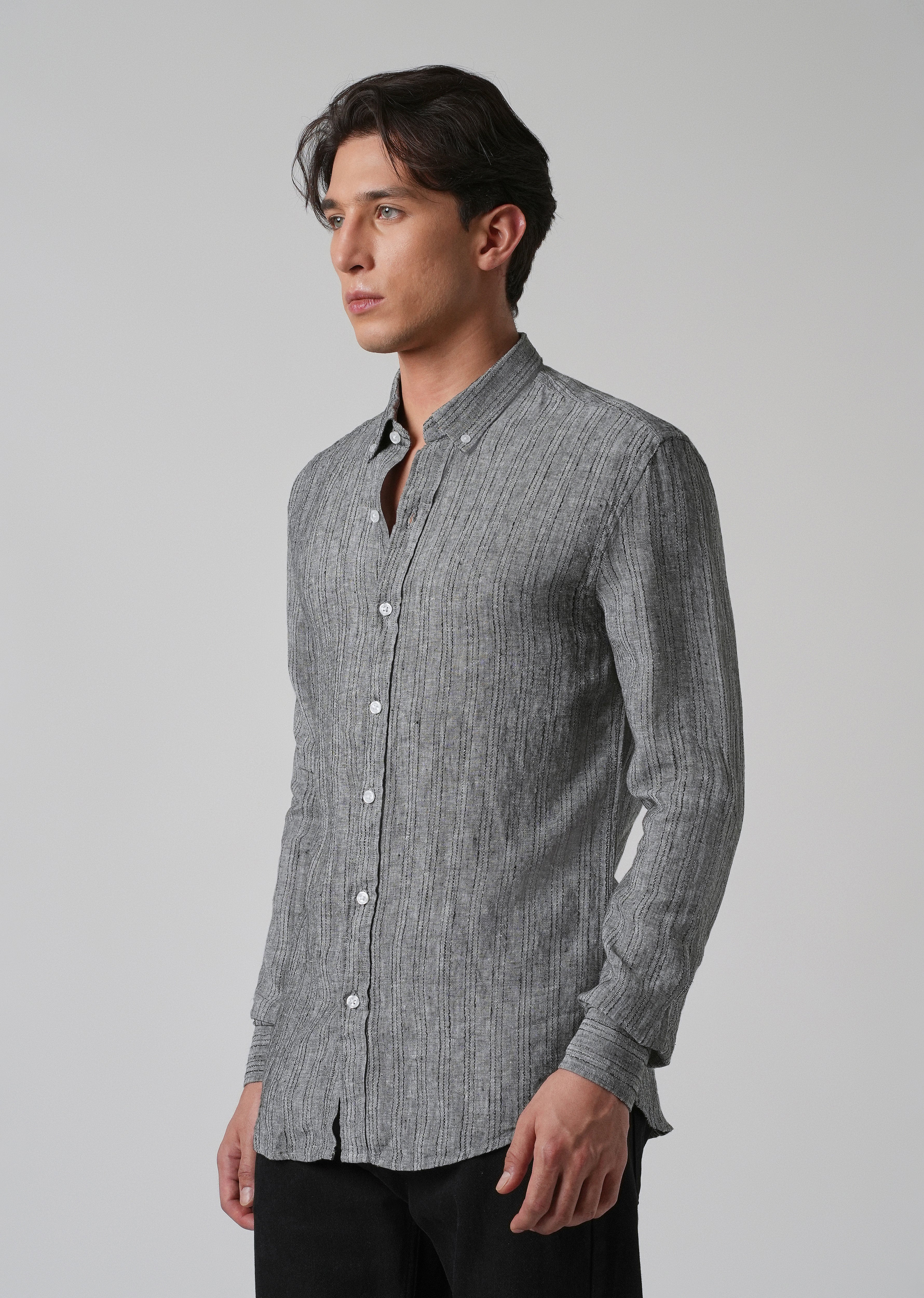 100% Pure Irish Gris Linen Shirt