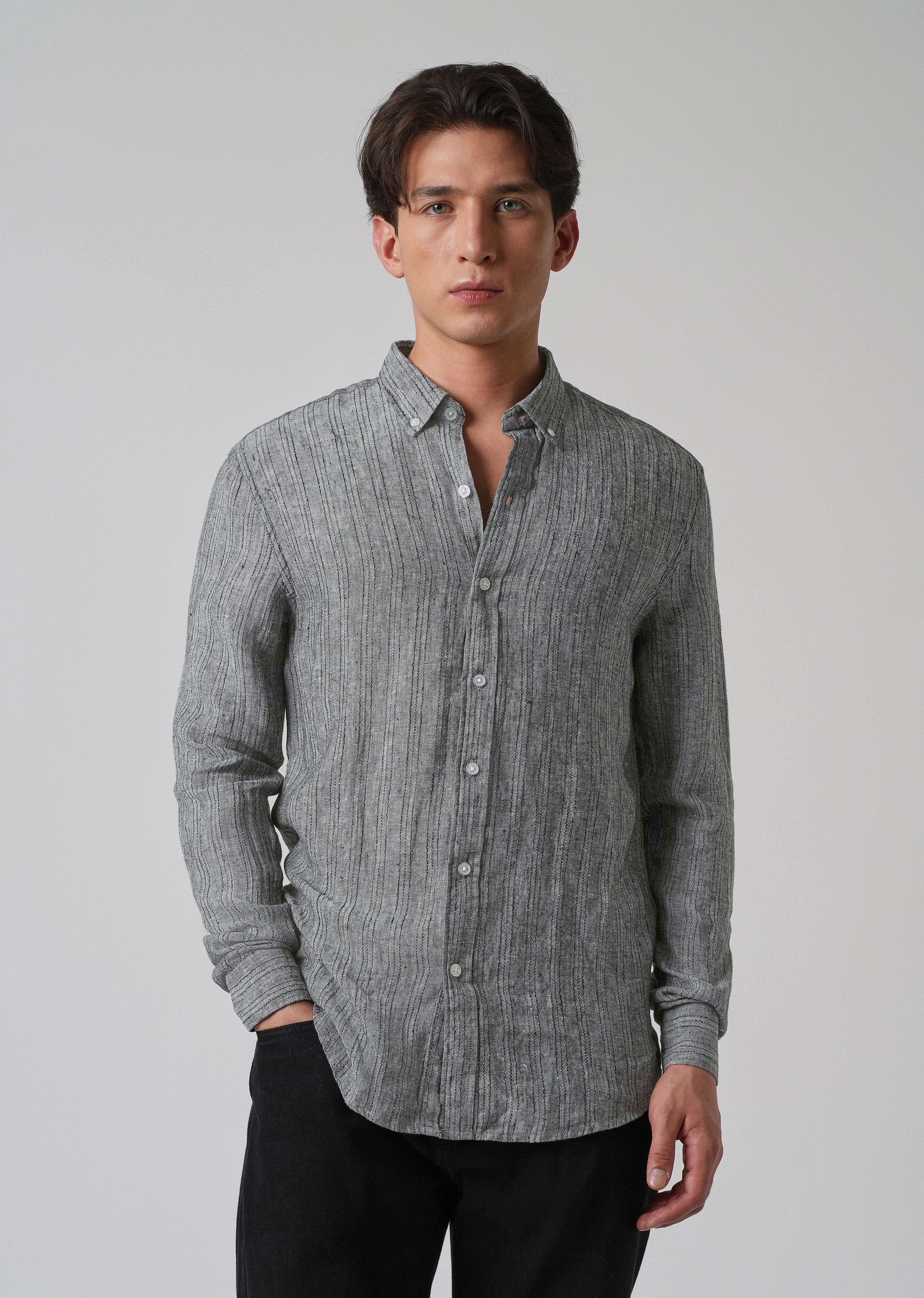 100% Pure Irish Gris Linen Shirt