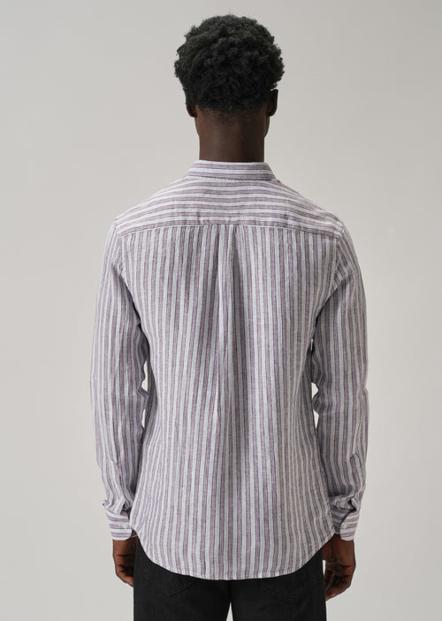 100% Pure Irish Lavender Stripe Linen Shirt