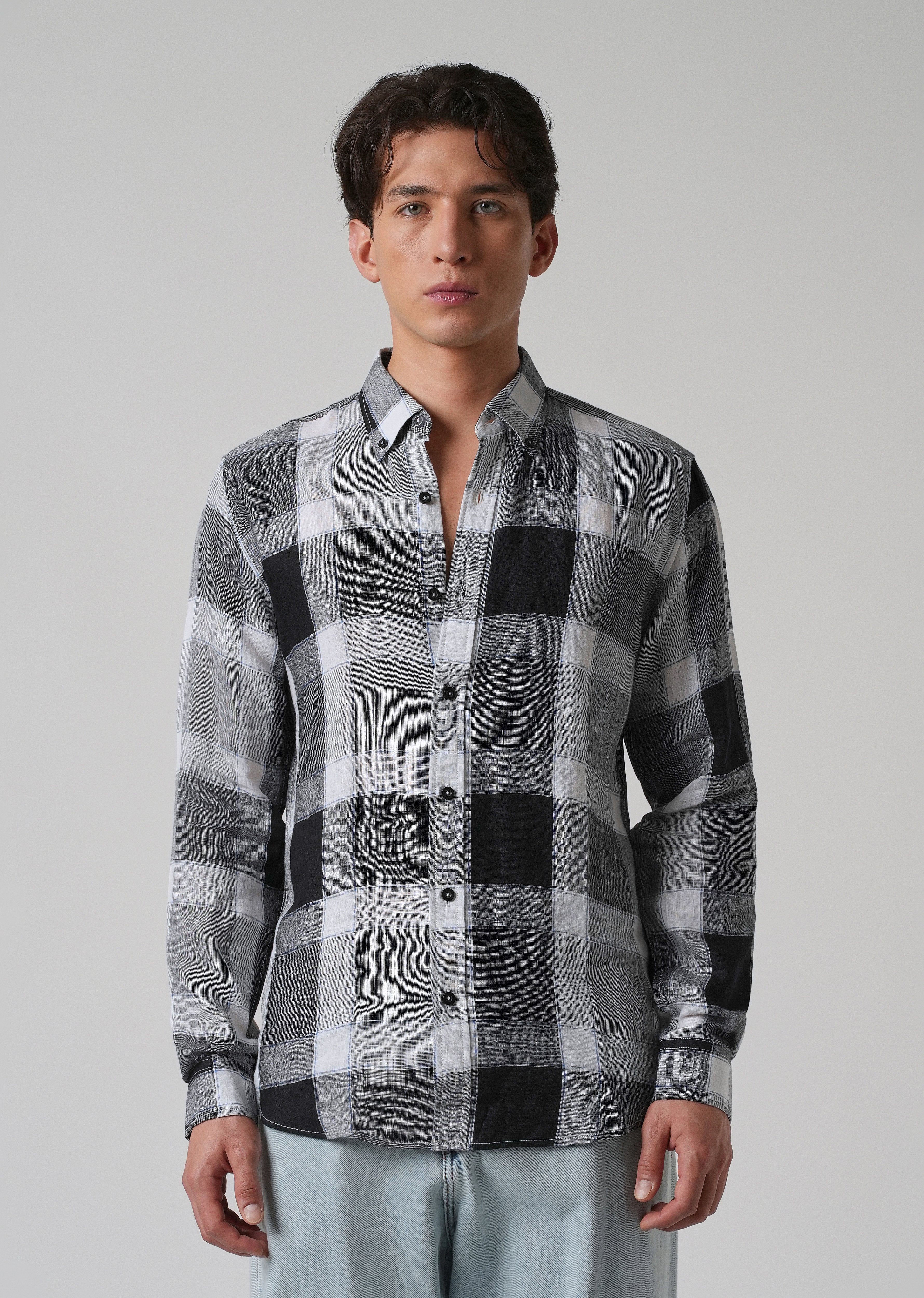 100% Pure Irish Linen Checks Shirt