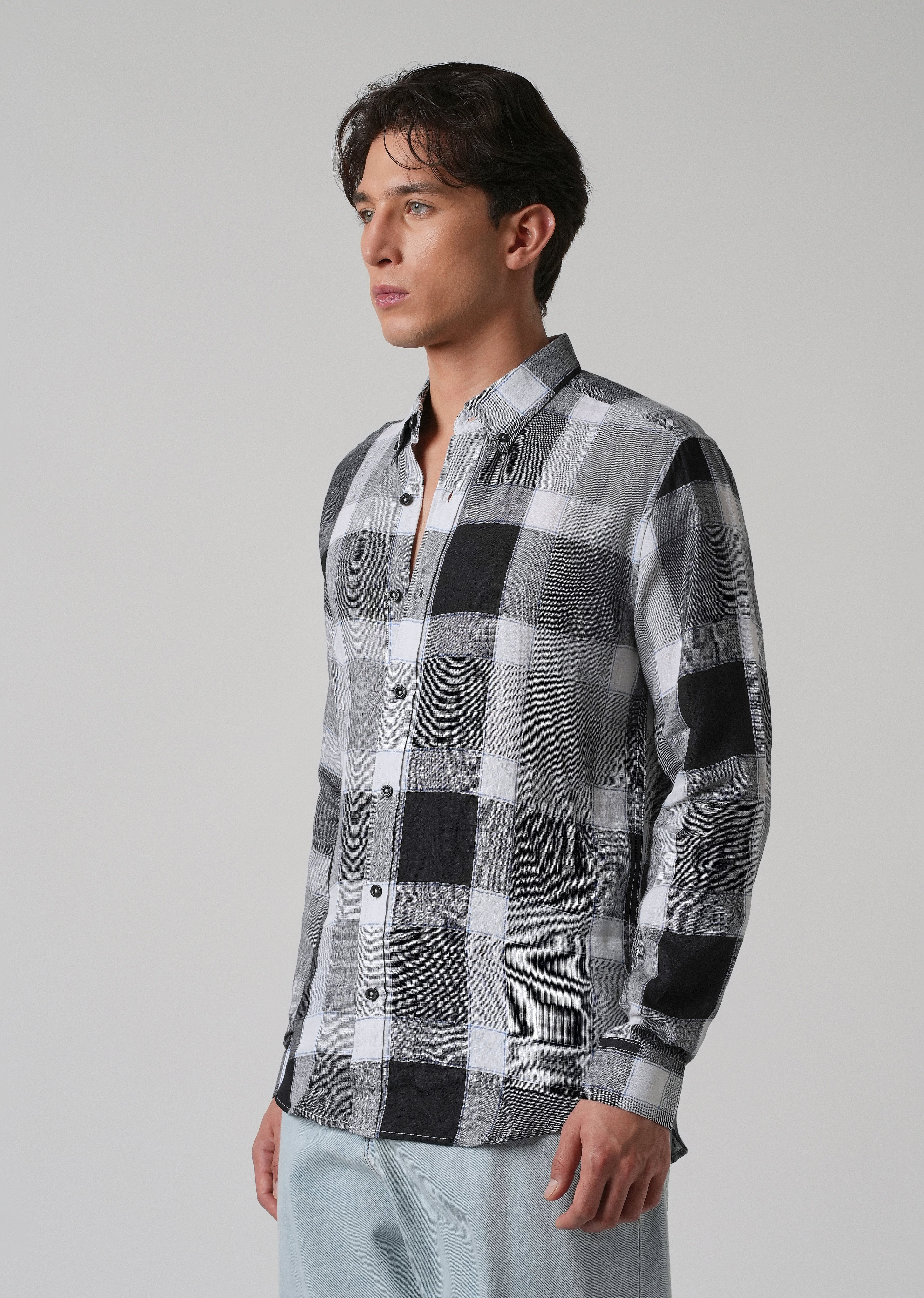 100% Pure Irish Linen Checks Shirt