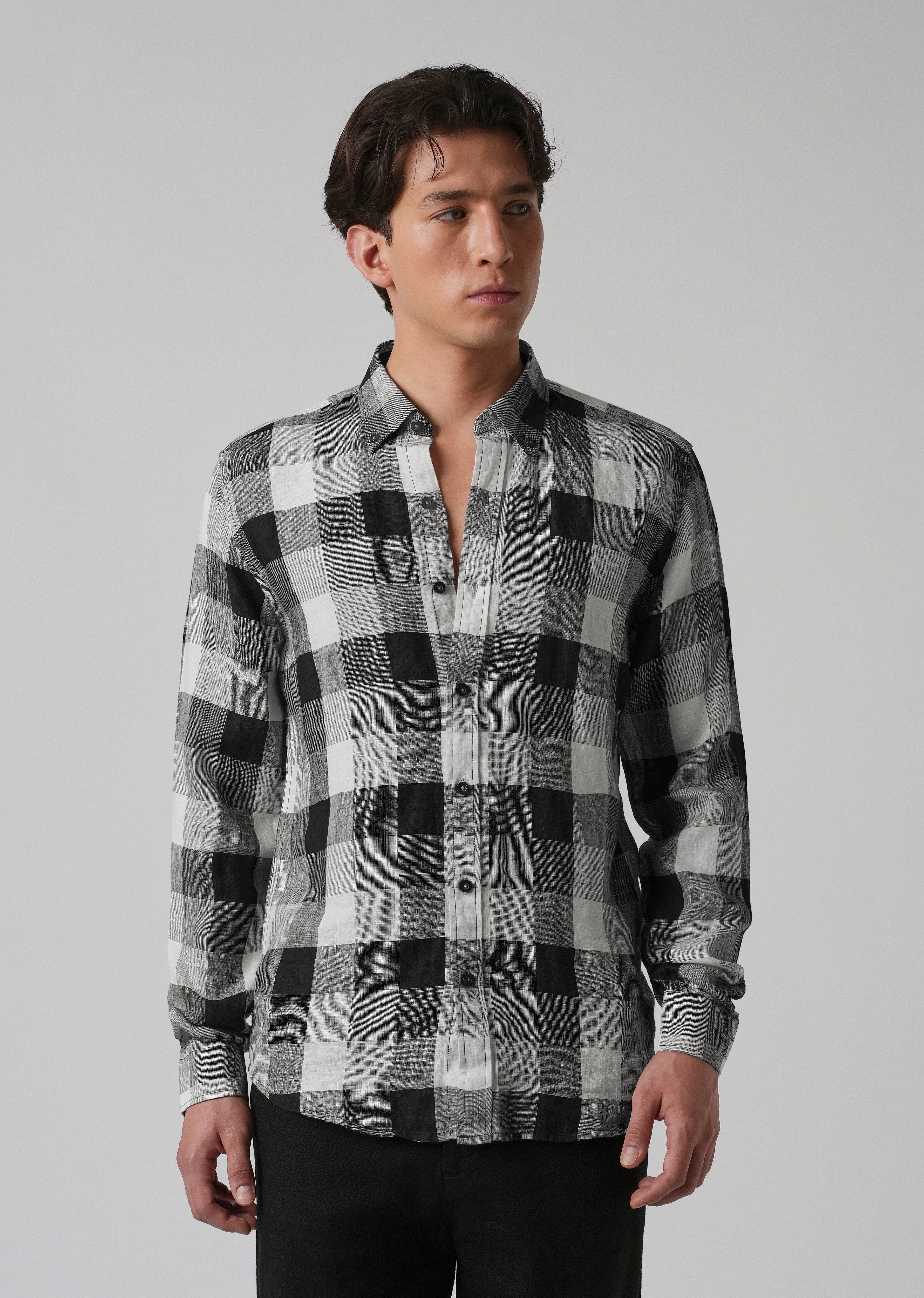 100% Pure Irish Linen Quadric Checks Shirt
