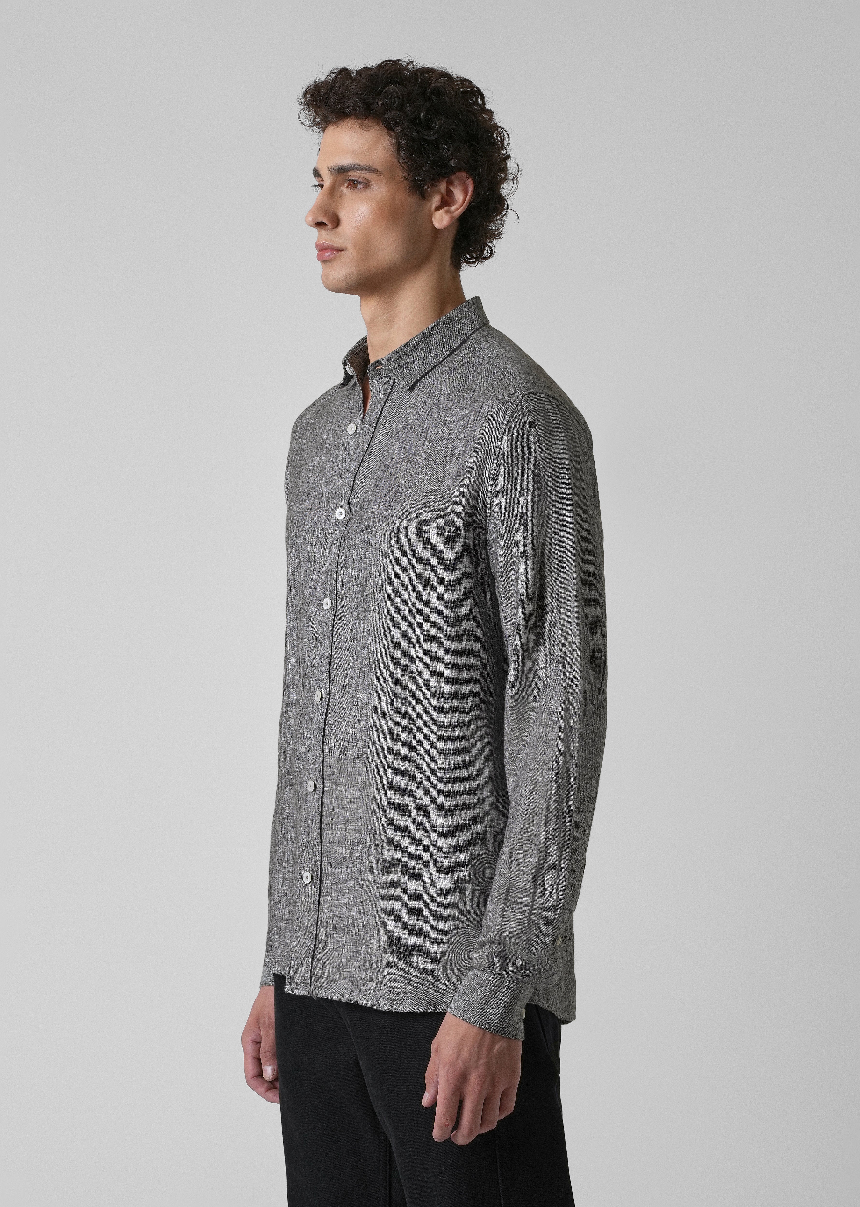 100% Pure Irish Mist Grey Linen Shirt