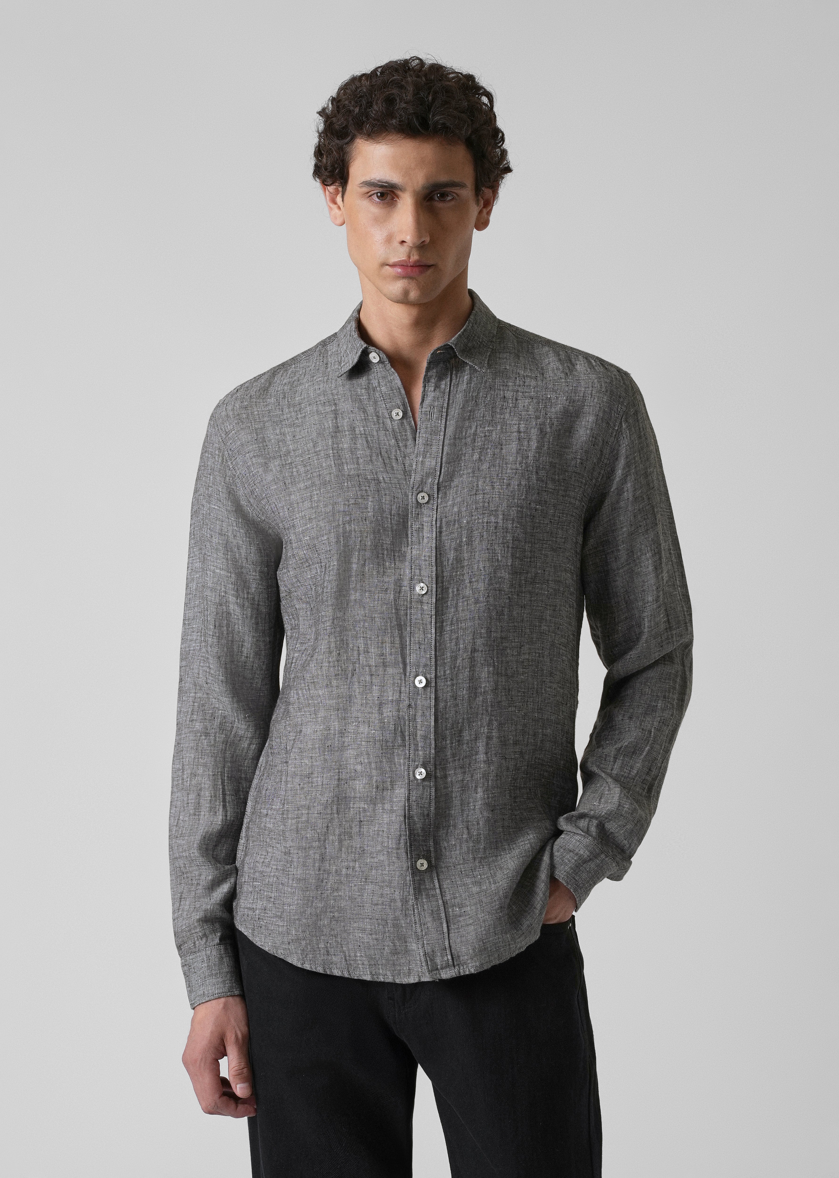 100% Pure Irish Mist Grey Linen Shirt