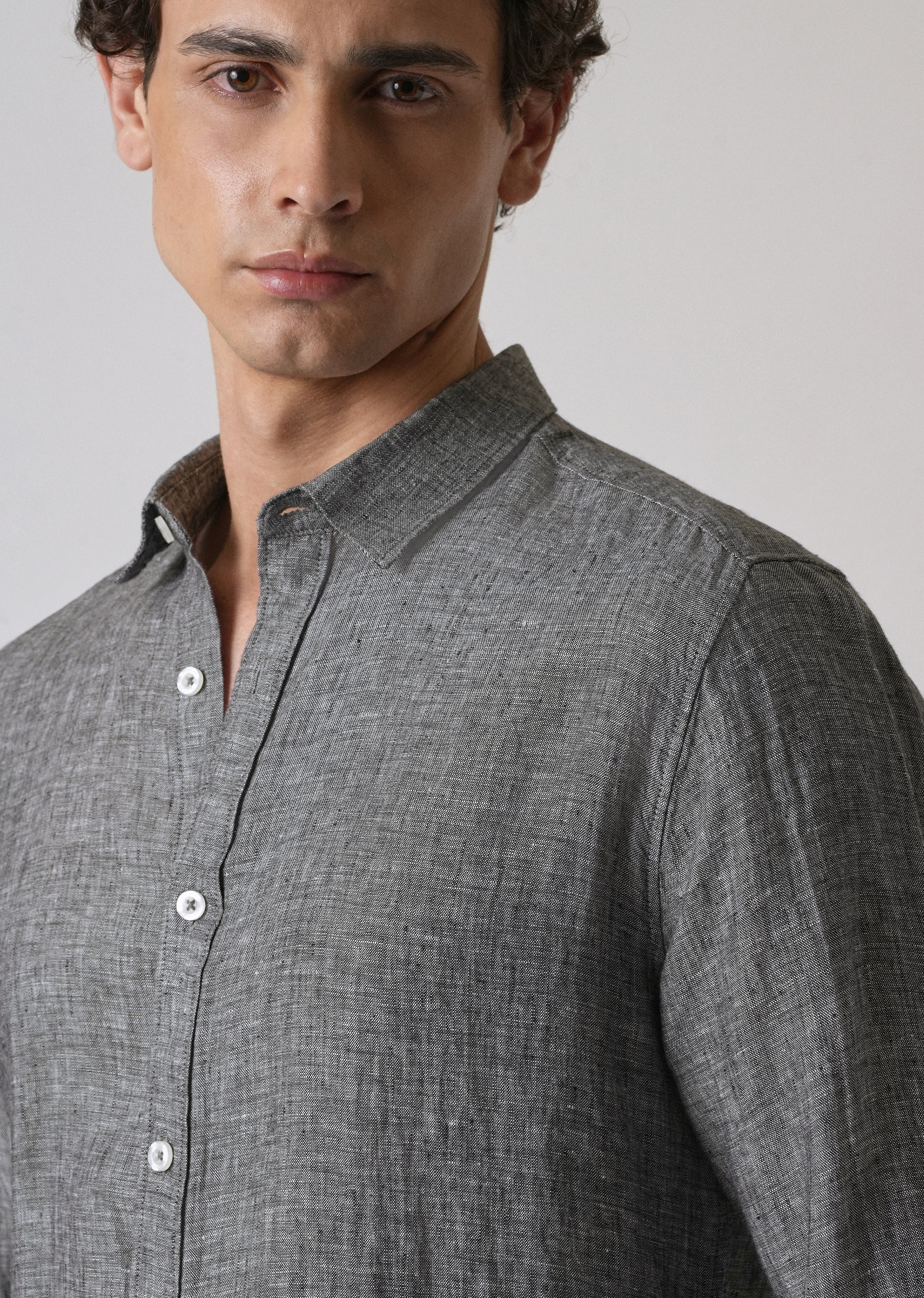 100% Pure Irish Mist Grey Linen Shirt