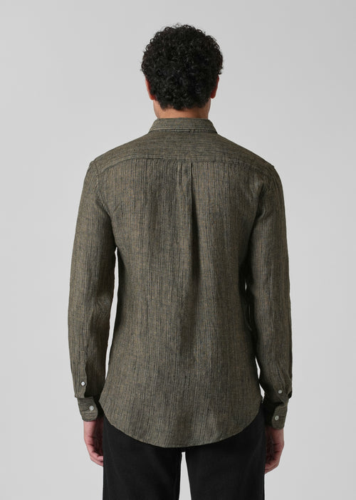 100% Pure Irish Olive Linen Shirt