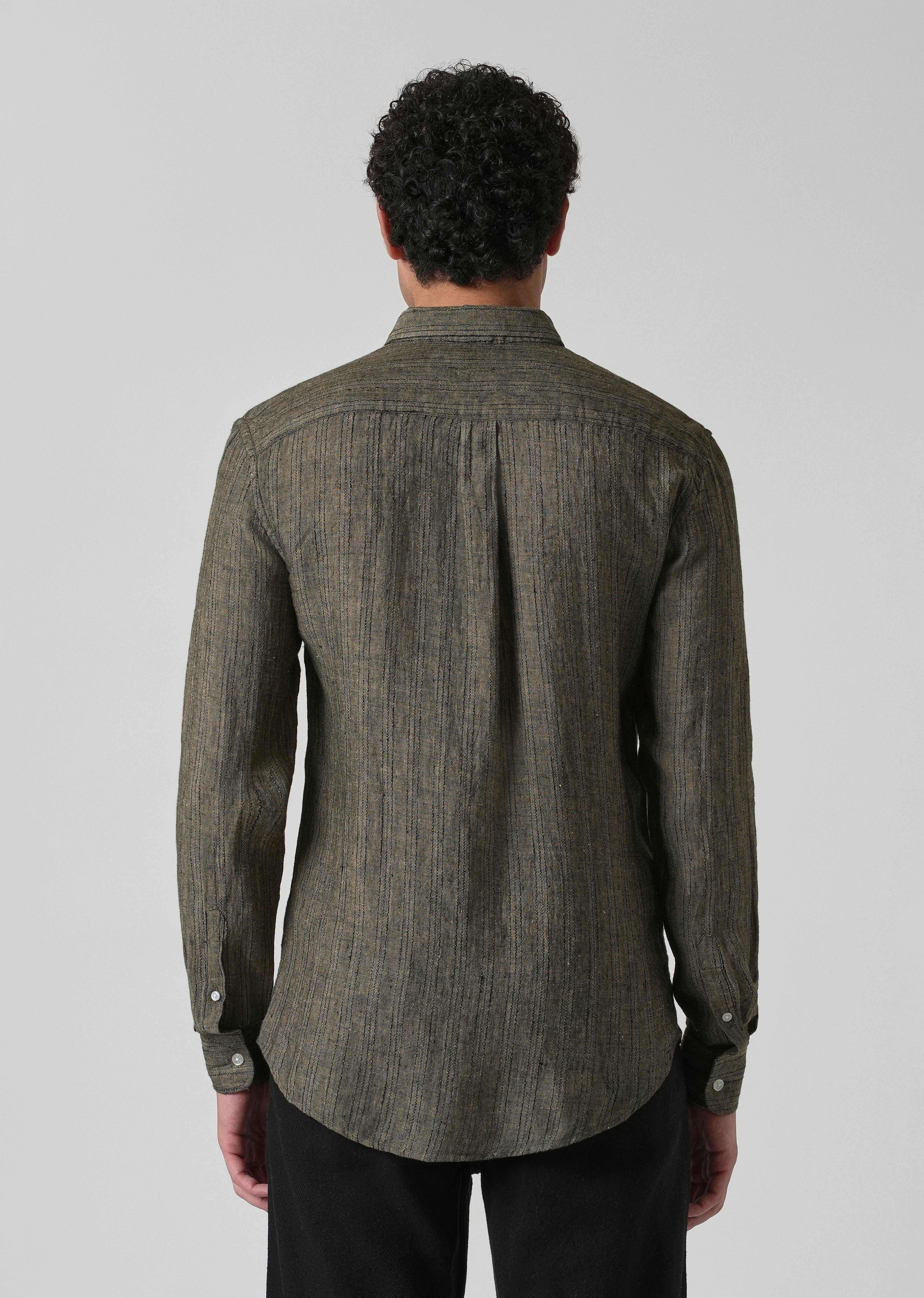 100% Pure Irish Olive Linen Shirt