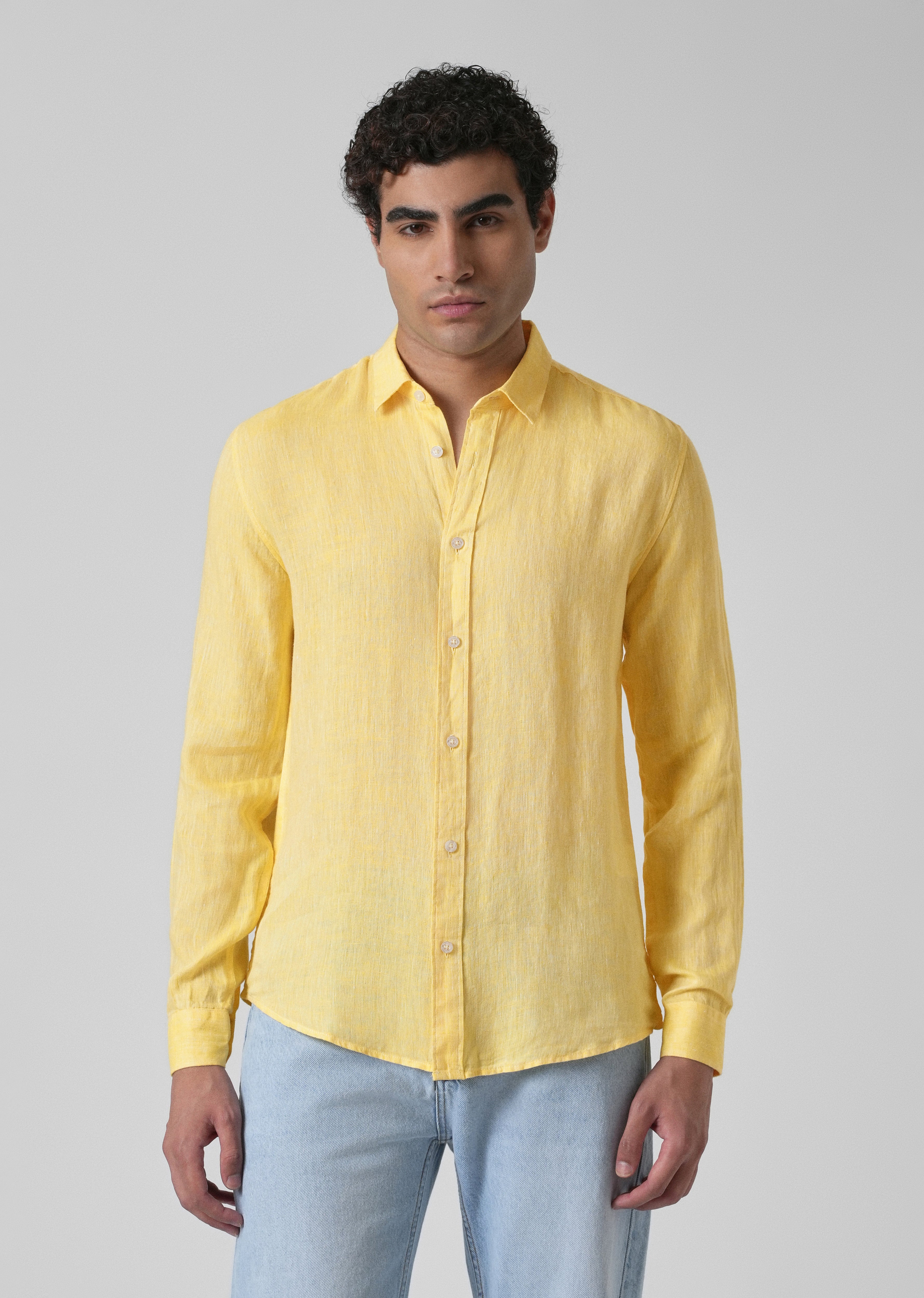 100% Pure Irish Pastel Yellow Linen Shirt