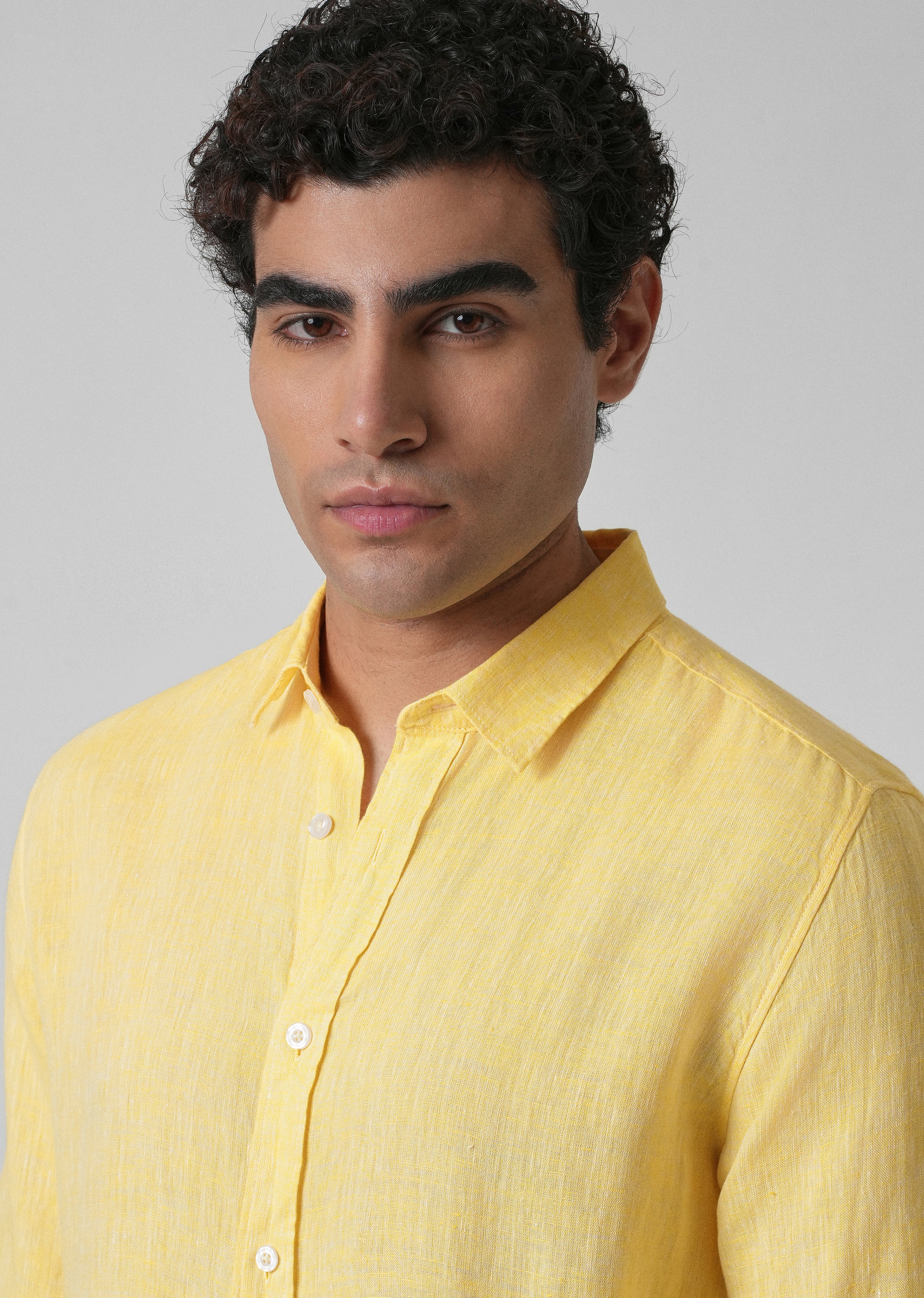 100% Pure Irish Pastel Yellow Linen Shirt