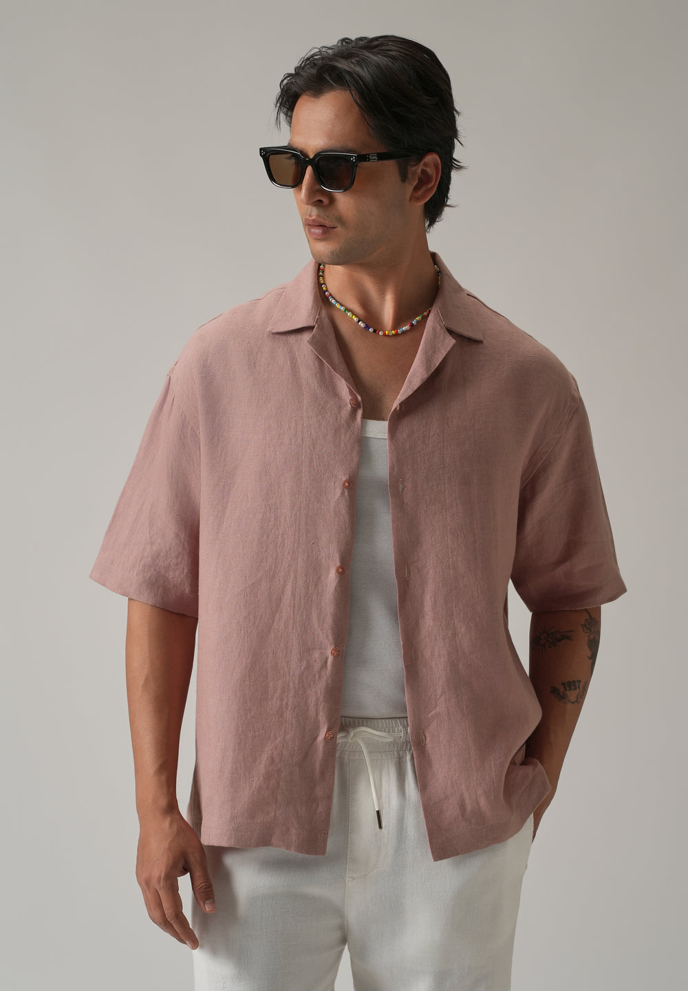 100% Pure Irish Pink Linen Shirt