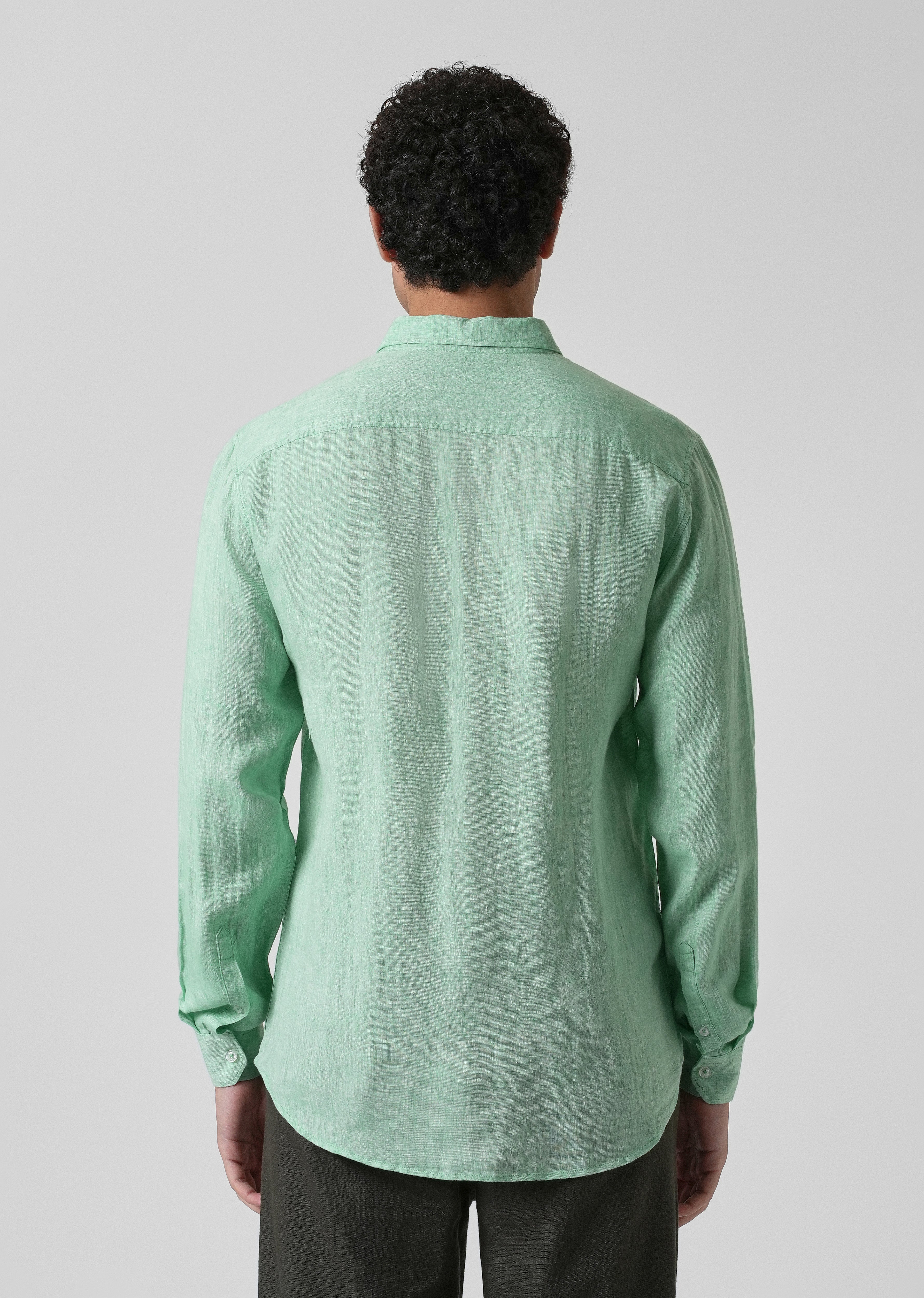 100% Pure Irish Smoke Green Linen Shirt