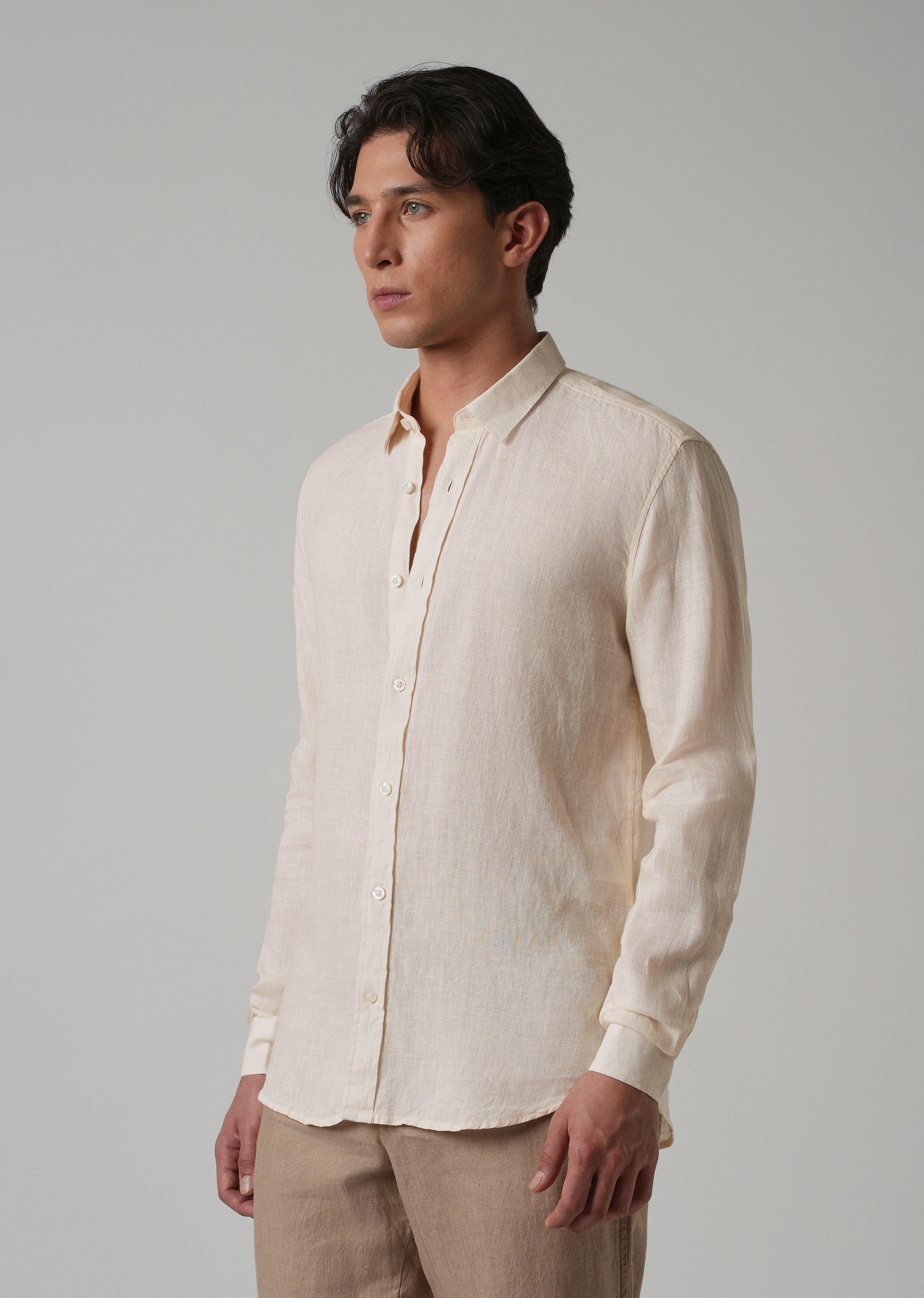100% Pure Light Cream Linen Shirt