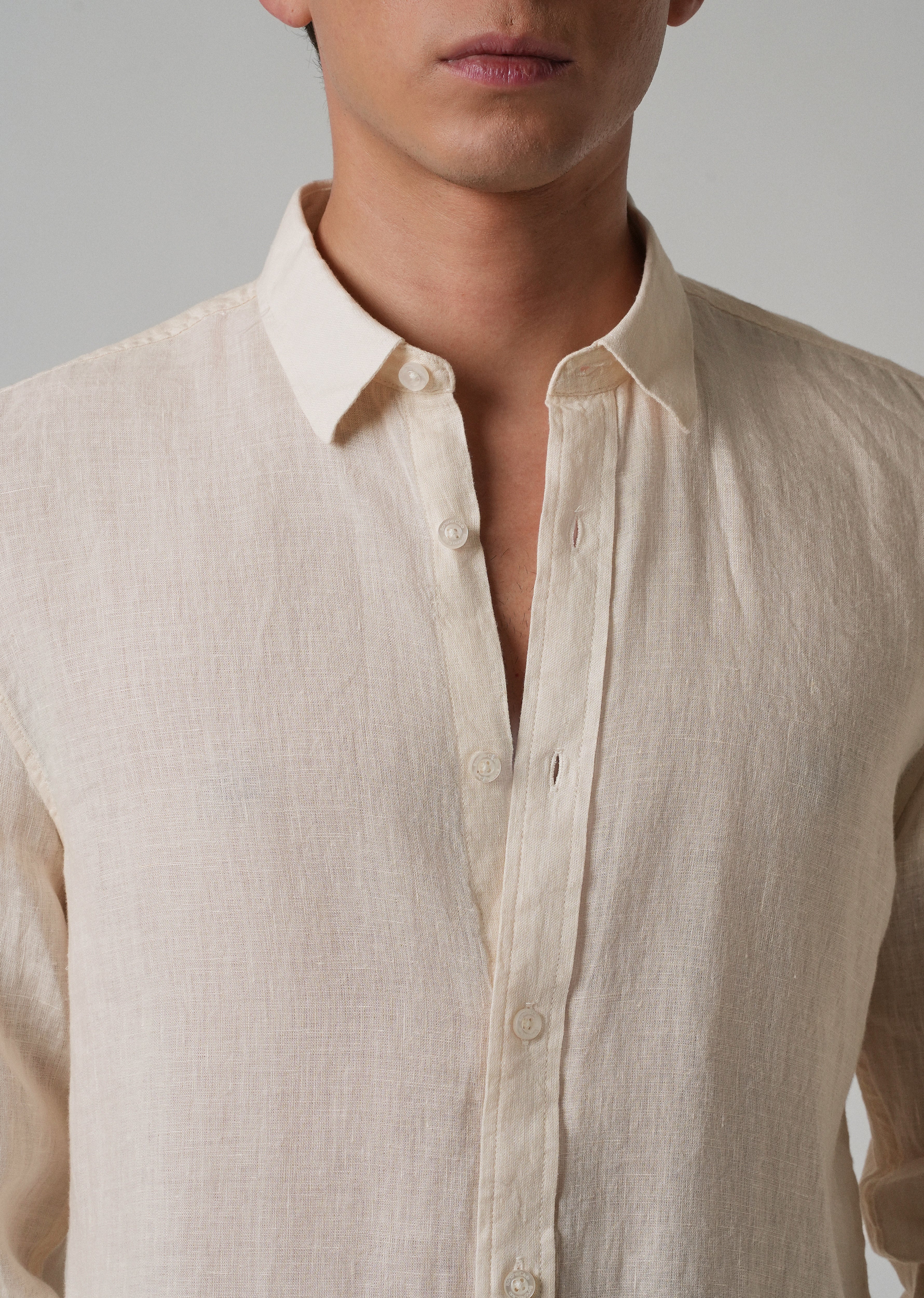 100% Pure Light Cream Linen Shirt