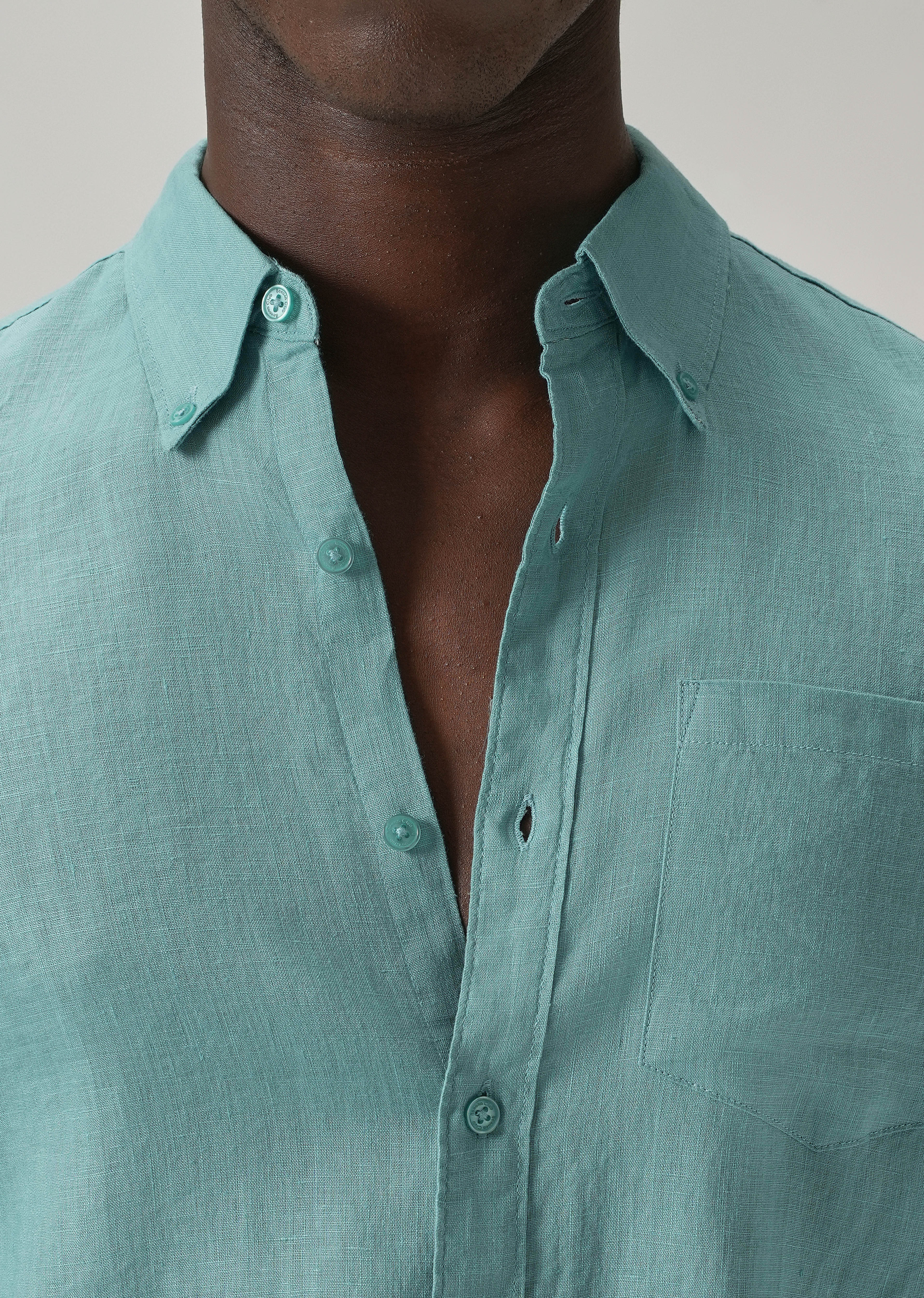 100% Pure Light Green Linen Shirt
