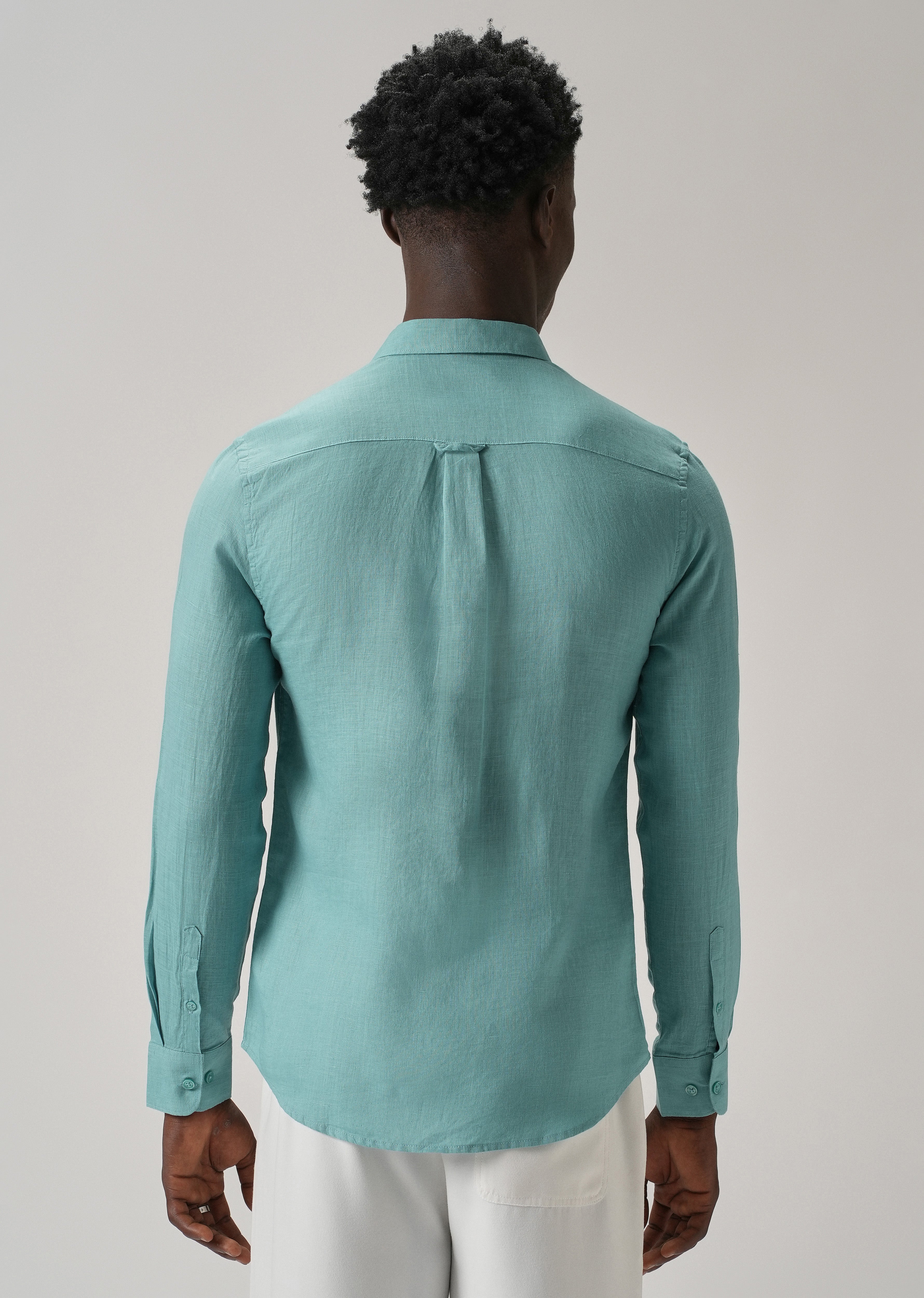 100% Pure Light Green Linen Shirt