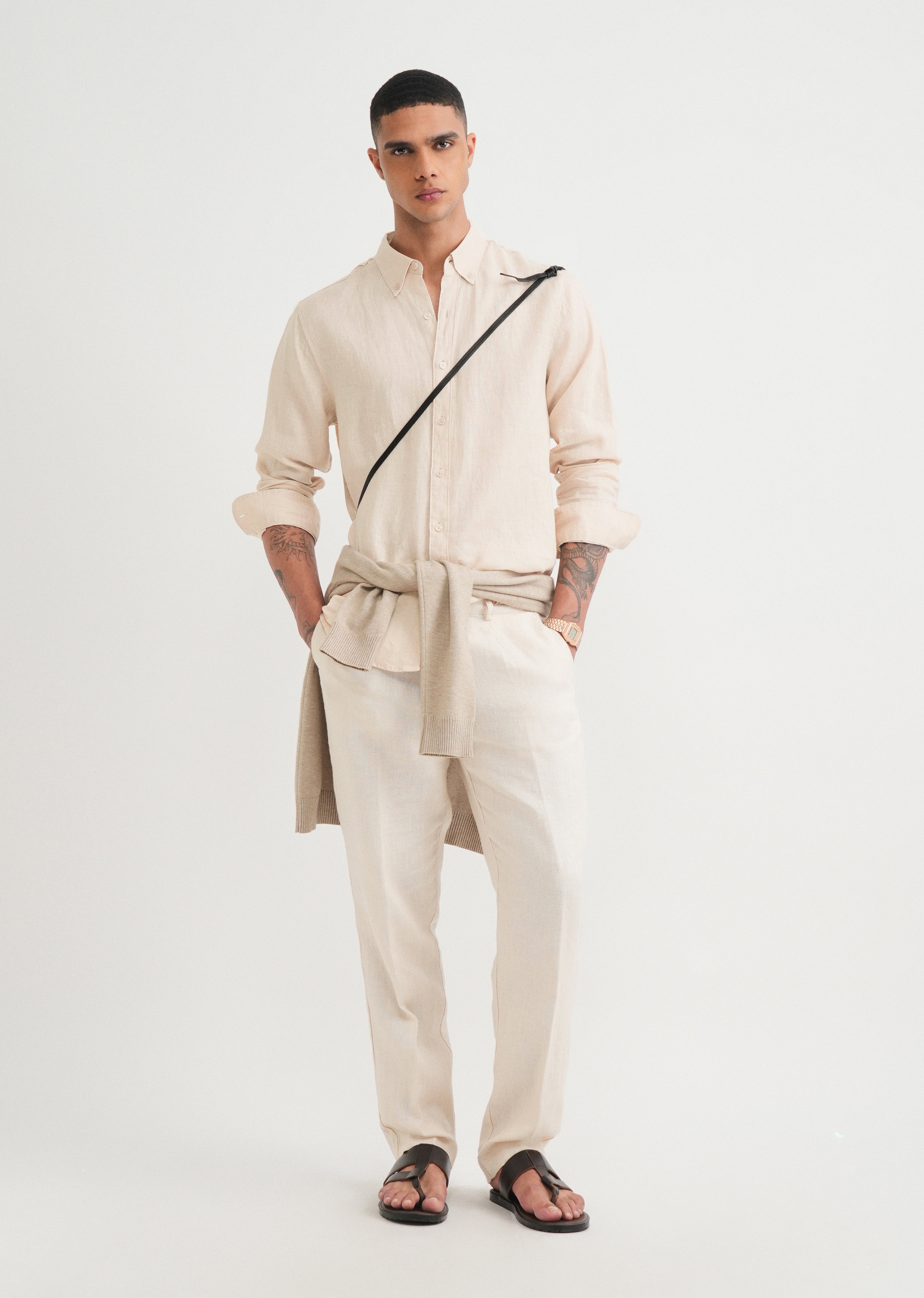 100% Pure Linen Beige Shirt