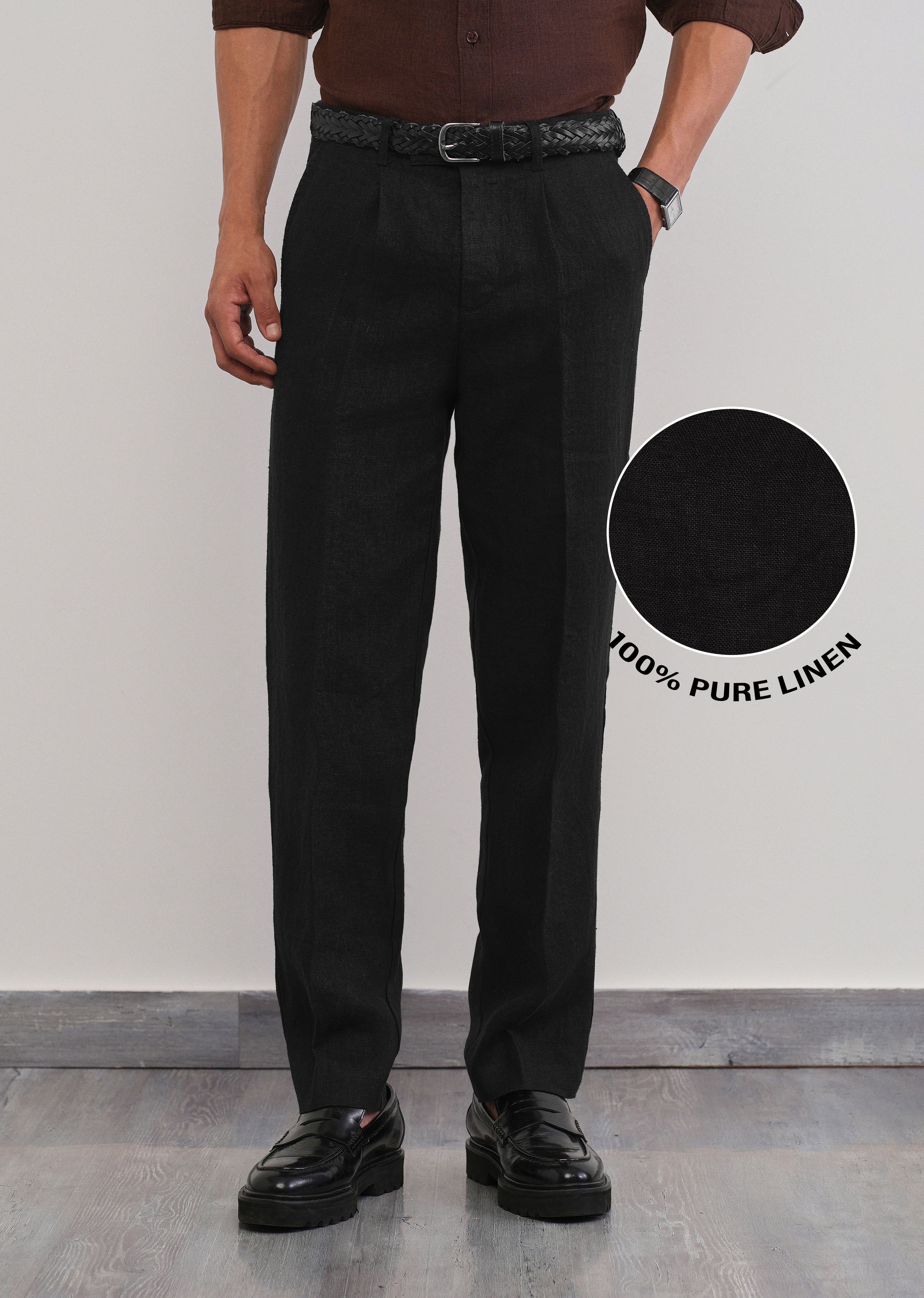 100% Pure Linen Black Pant