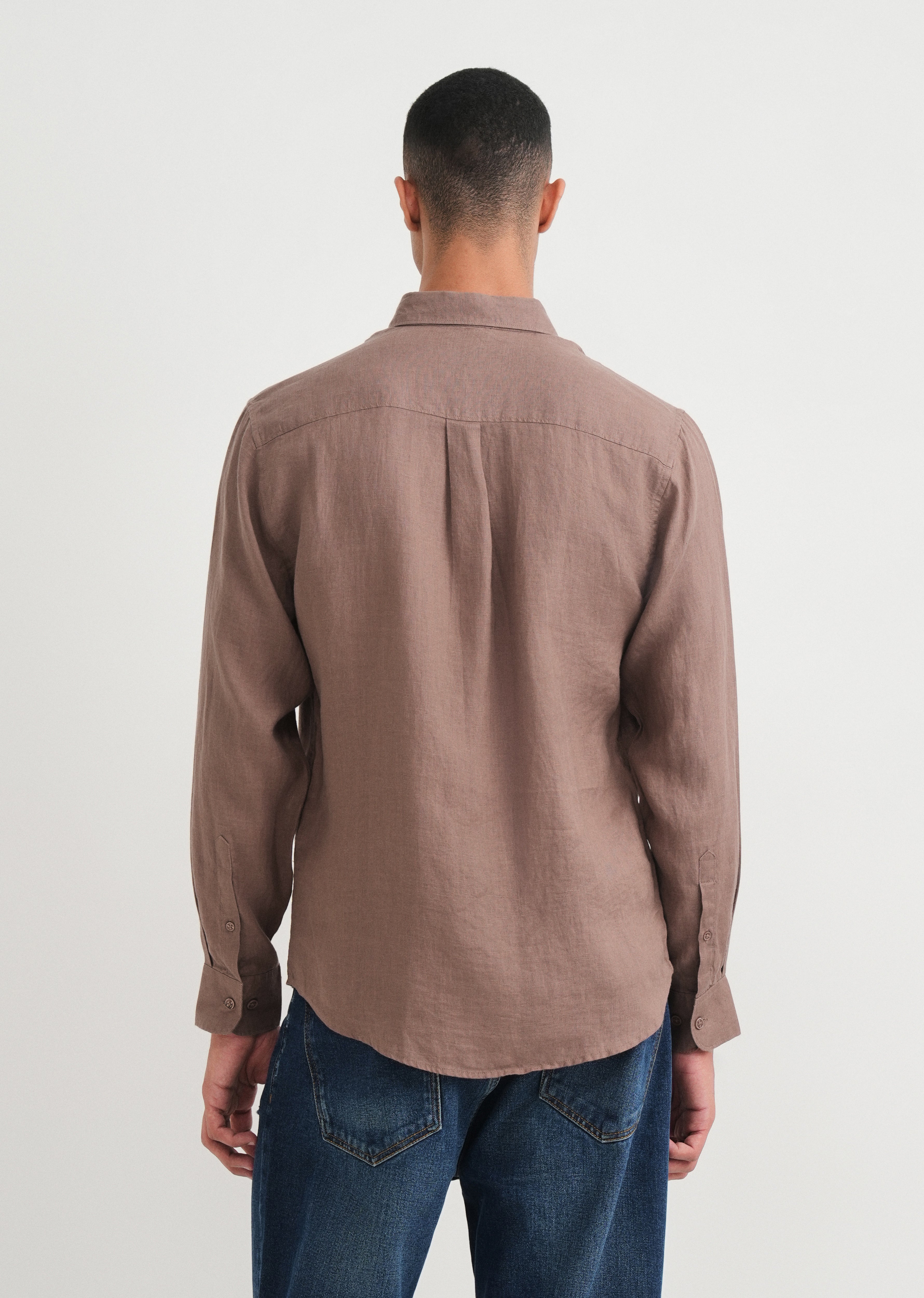100% Pure Linen Brown Shirt