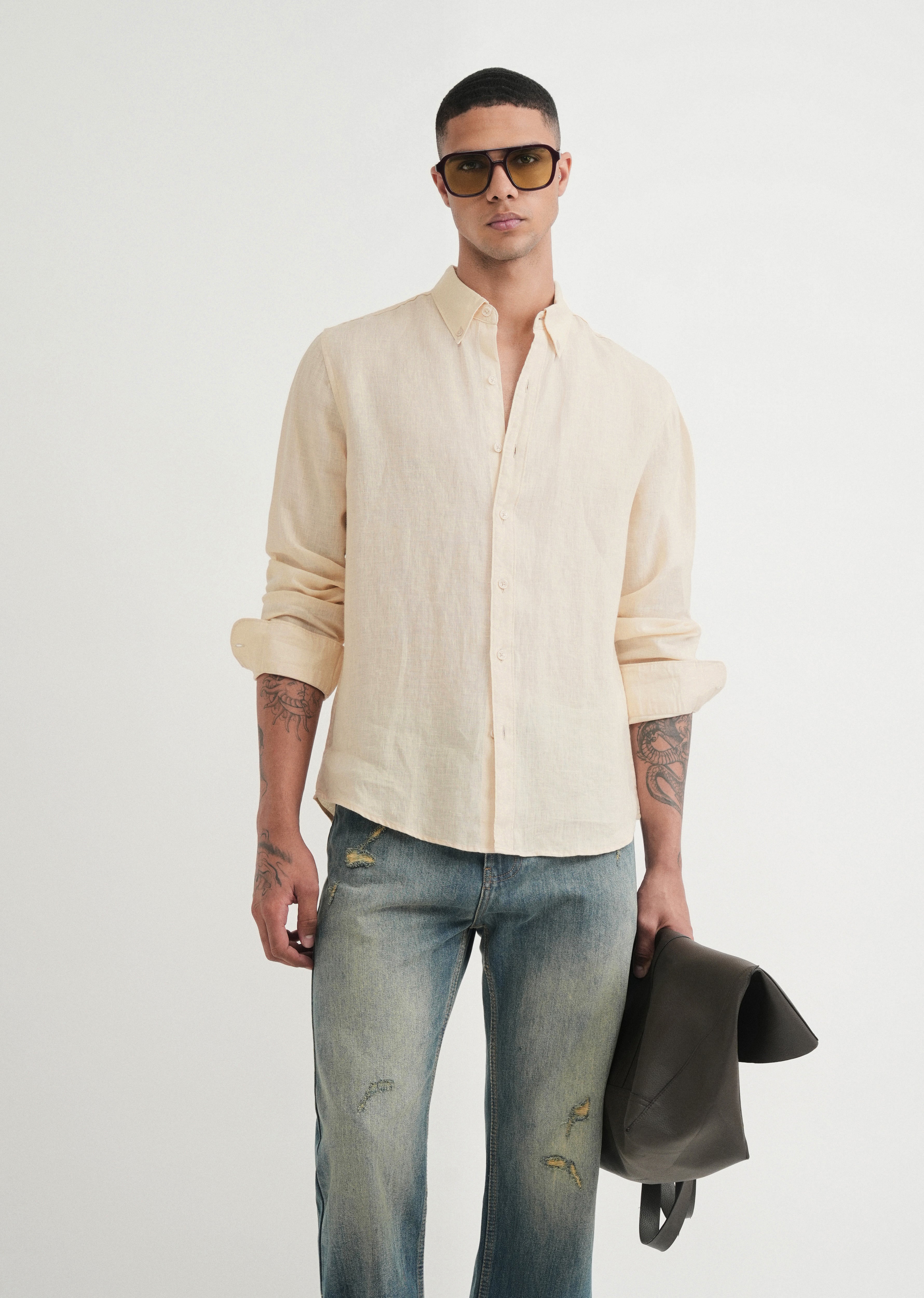 100% Pure Linen Cream Shirt