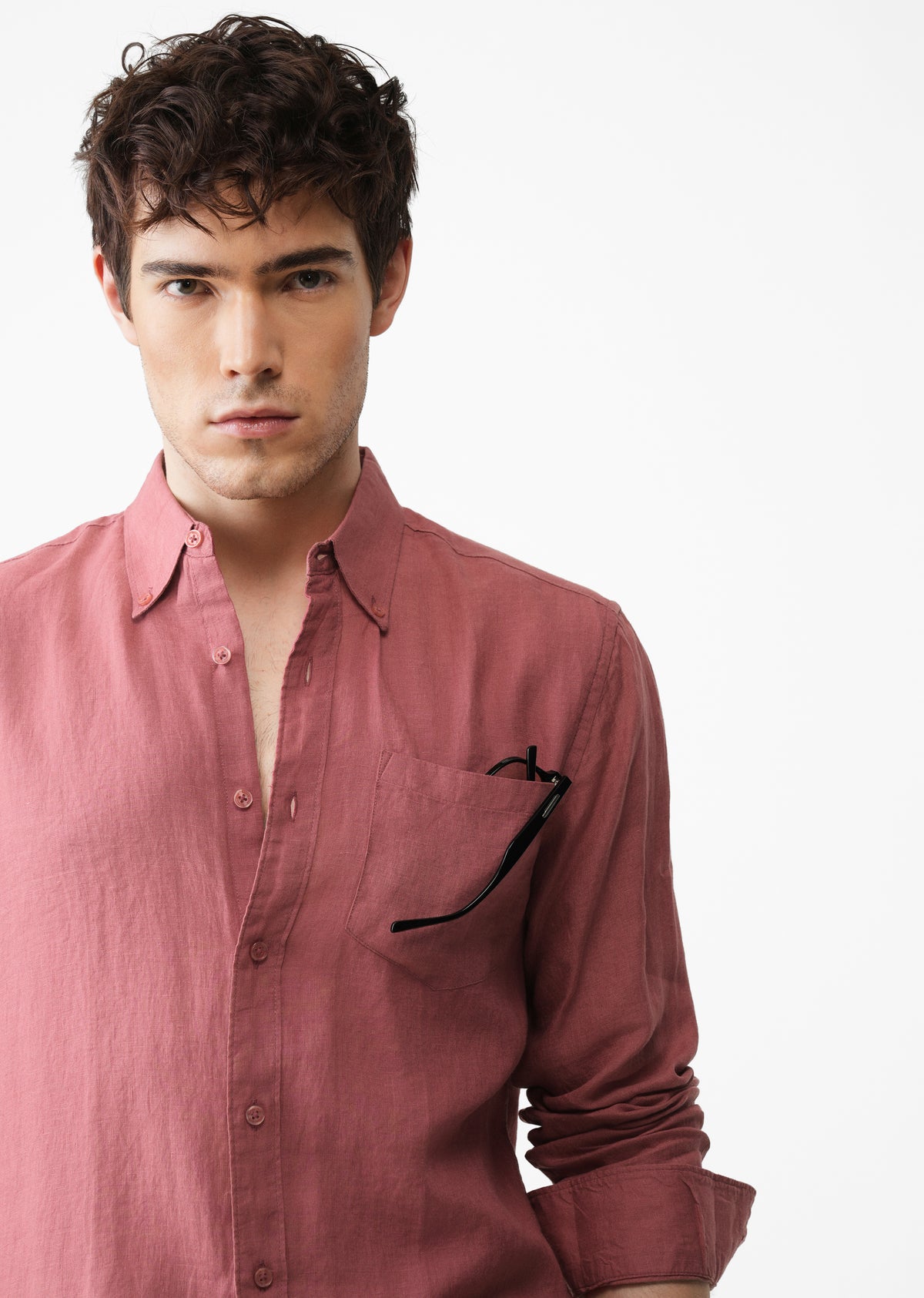 100% Pure Crimson Linen Shirt