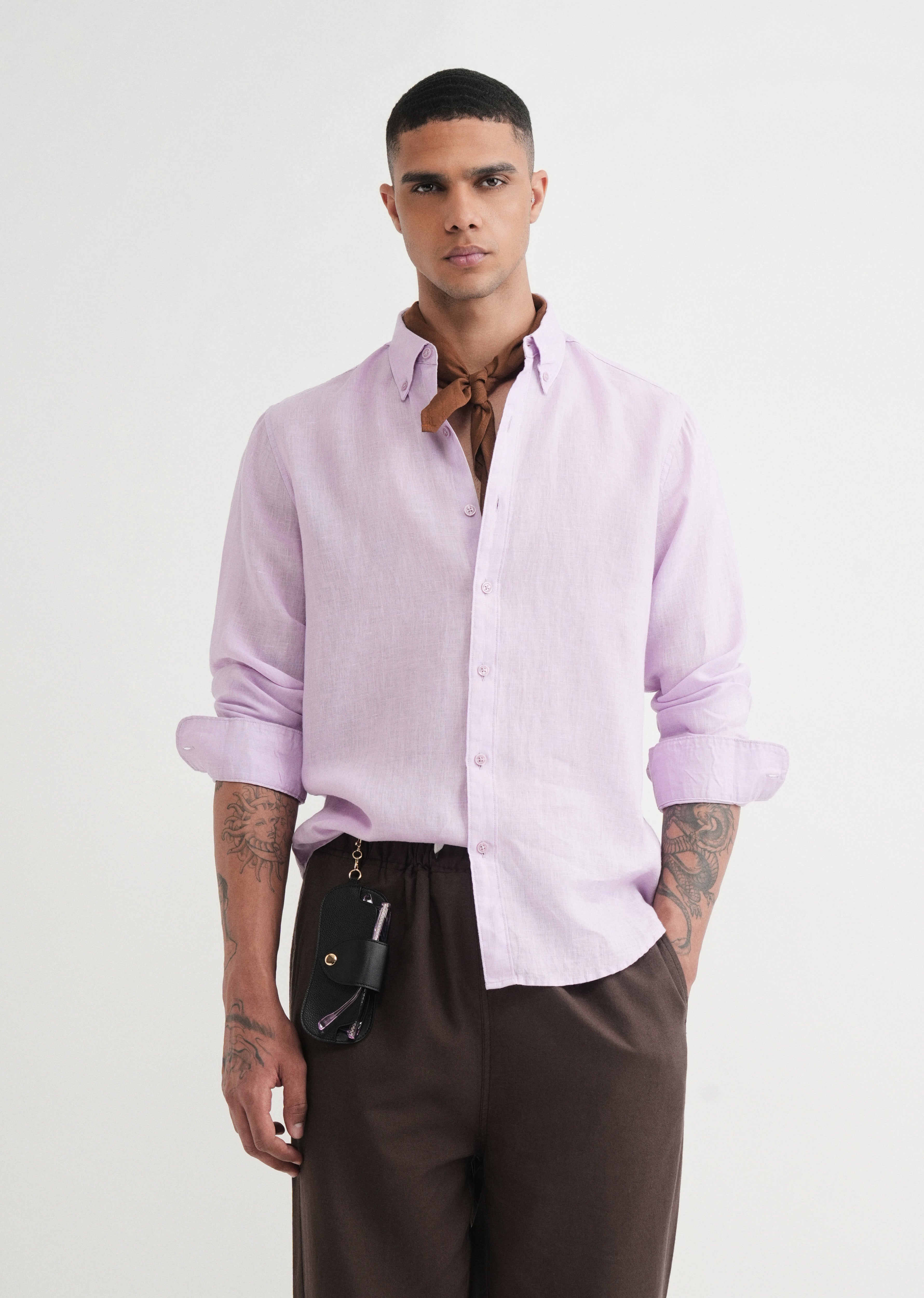 100% Pure Linen Lavender Shirt