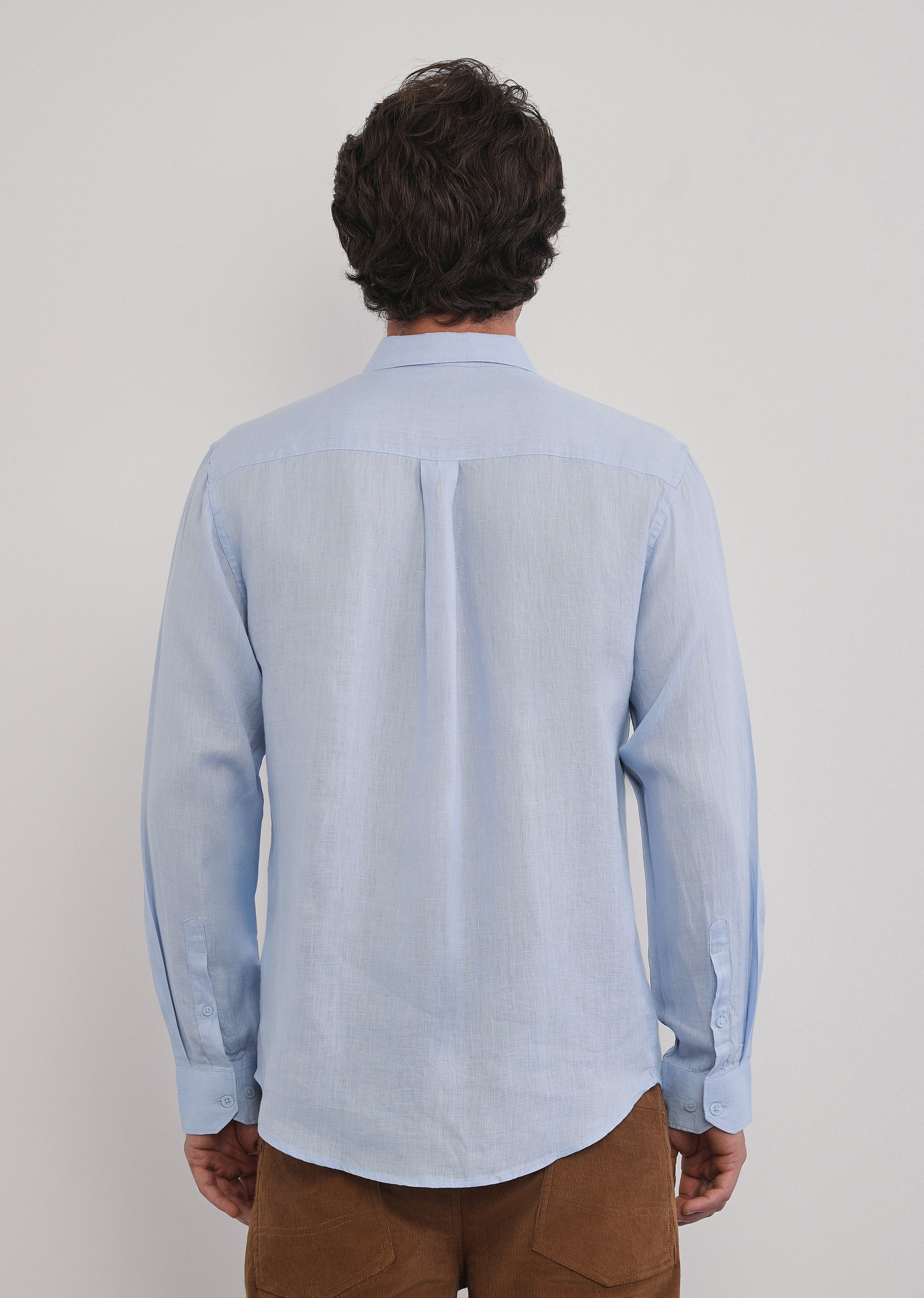 100% Pure Linen Light Blue Plain Shirt