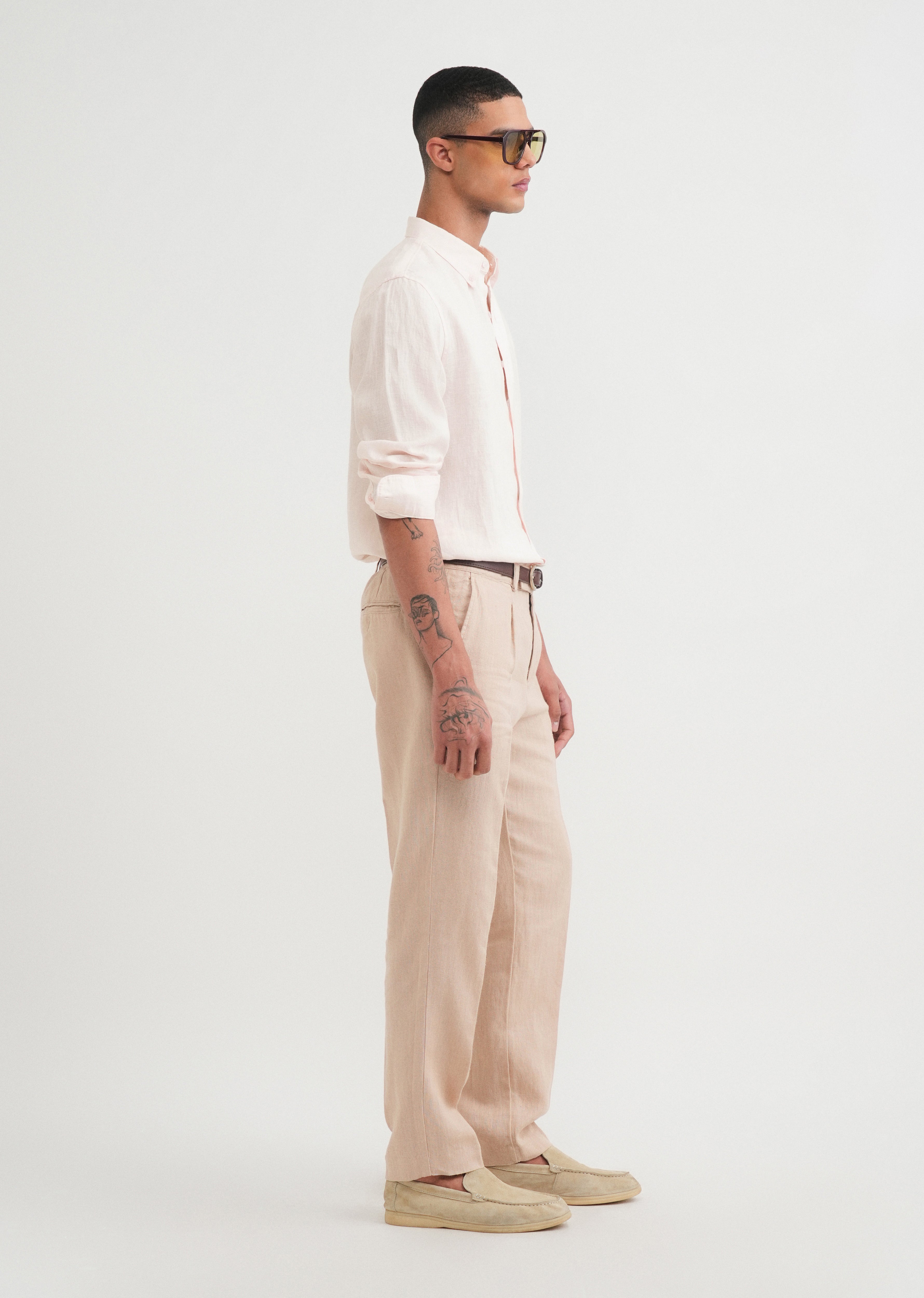 100% Pure Linen Light Pink Shirt