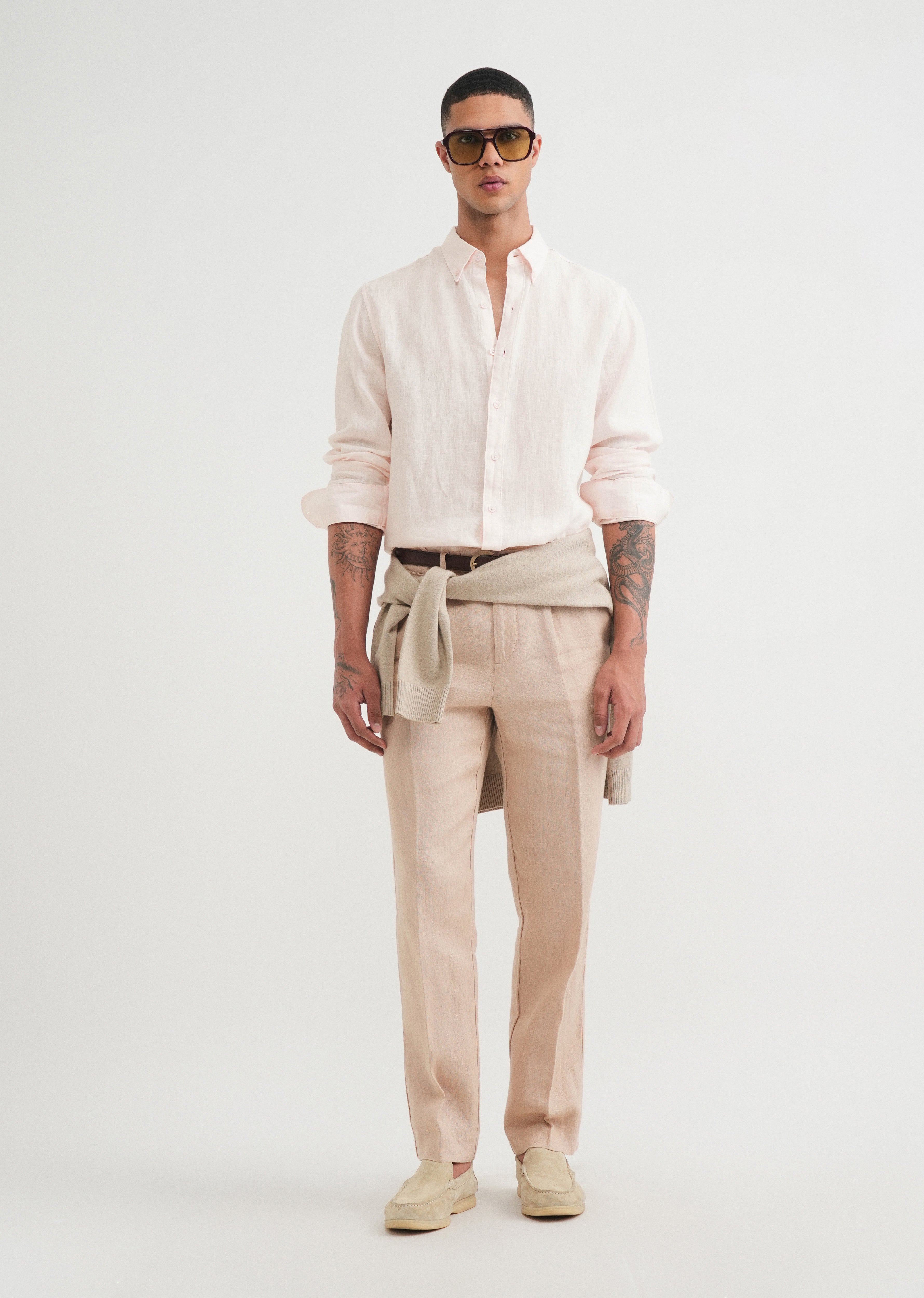 100% Pure Linen Light Pink Shirt