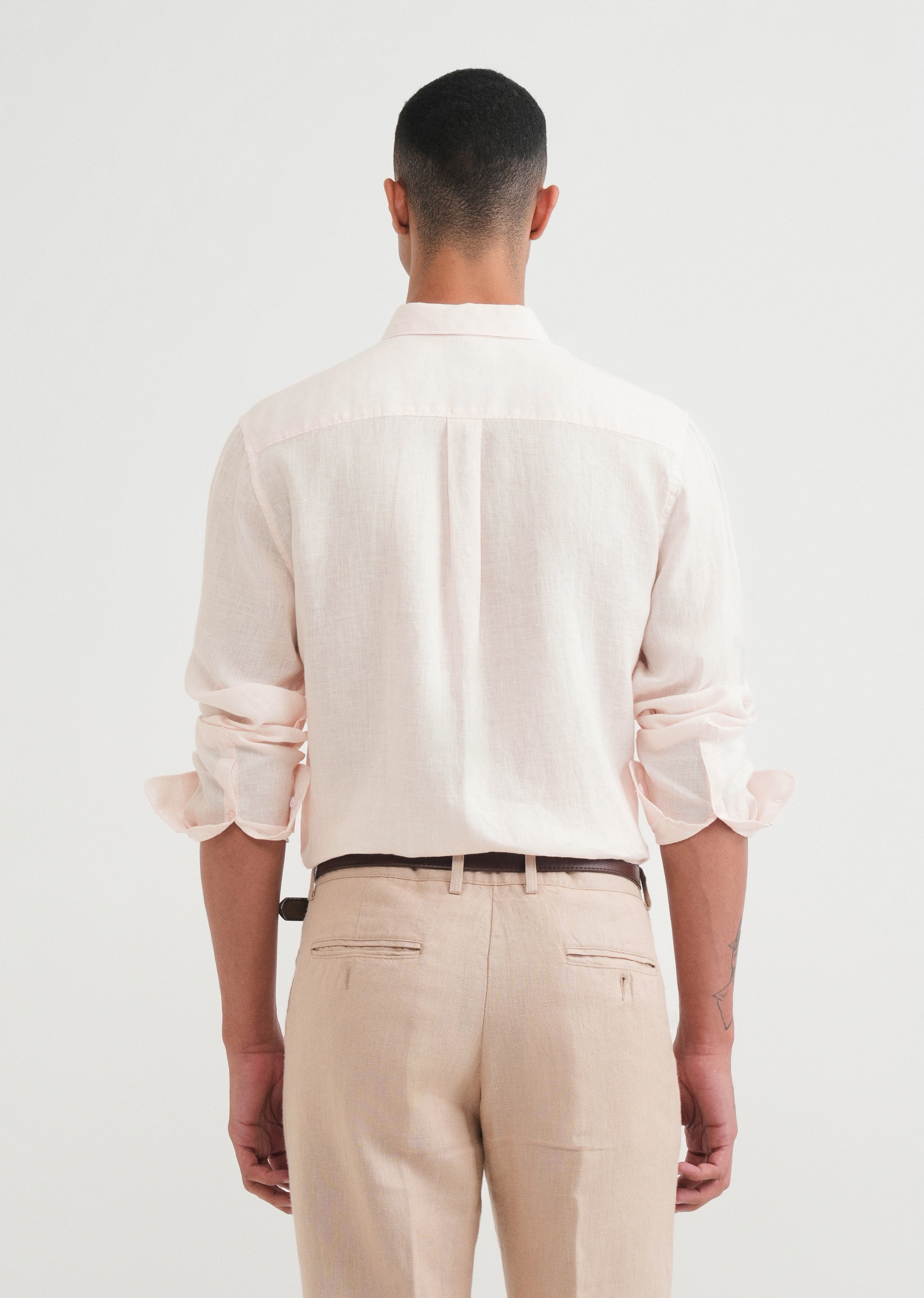 100% Pure Linen Light Pink Shirt