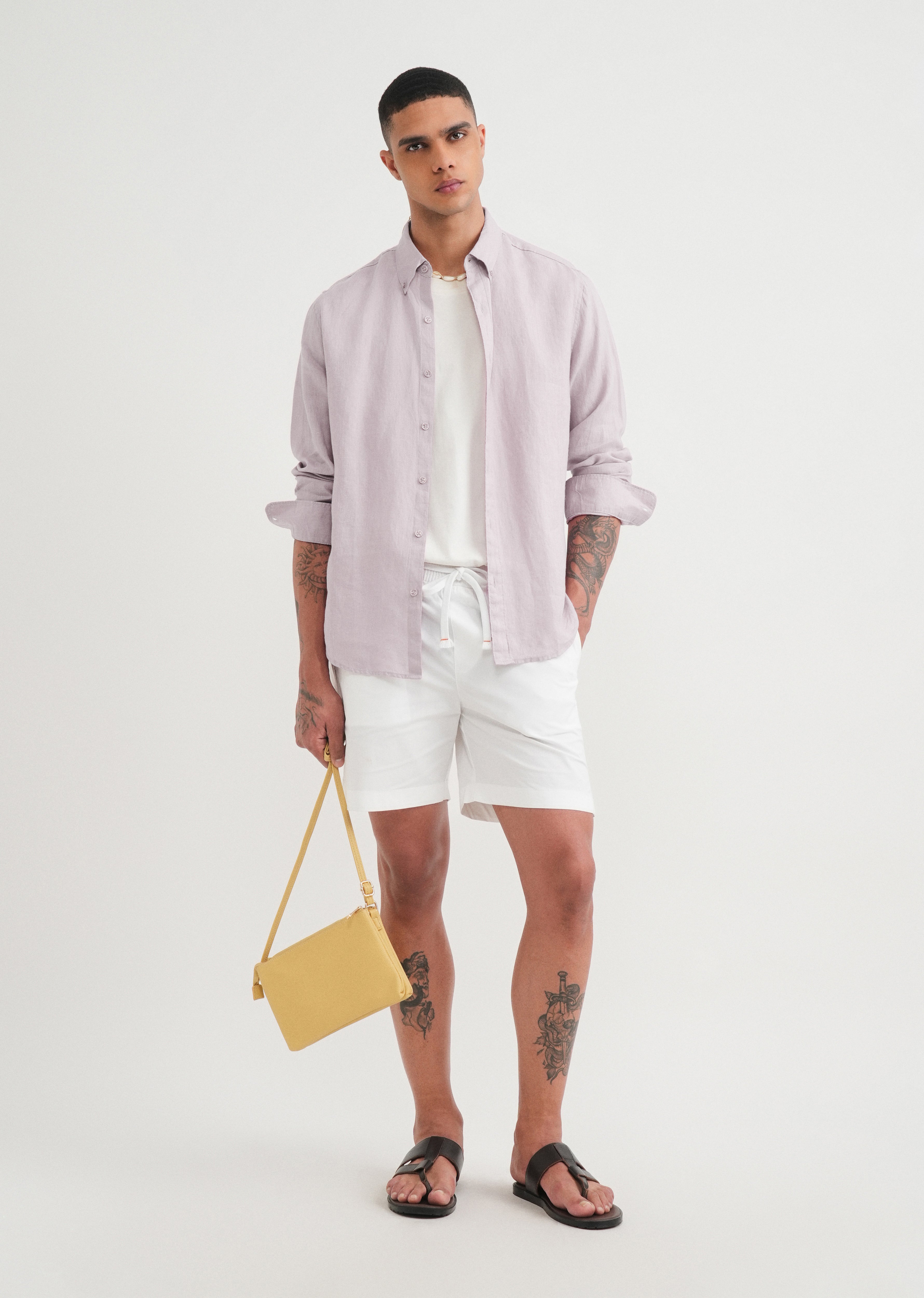 100% Pure Linen Lilac Shirt