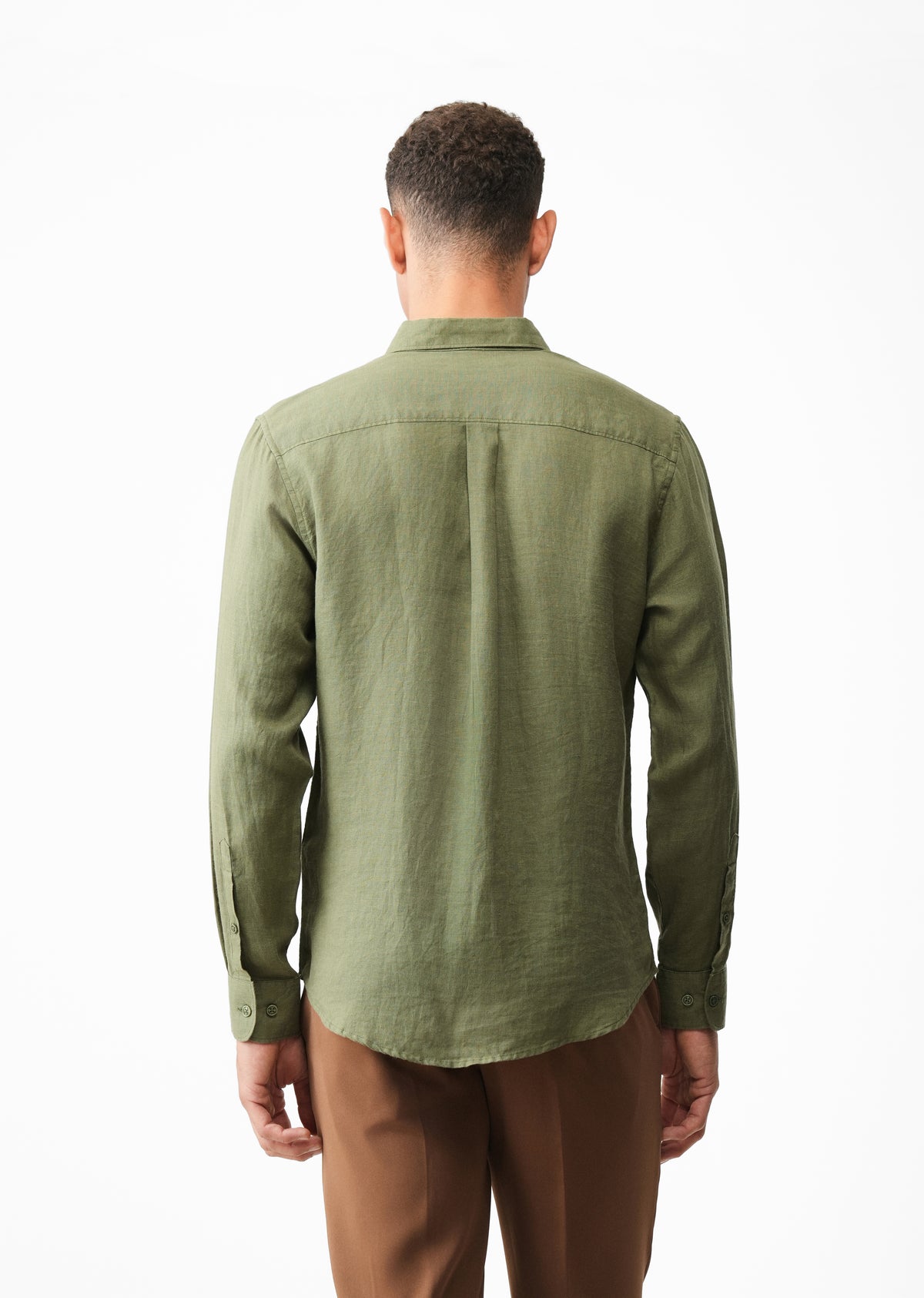 100% Pure Linen Olive Shirt