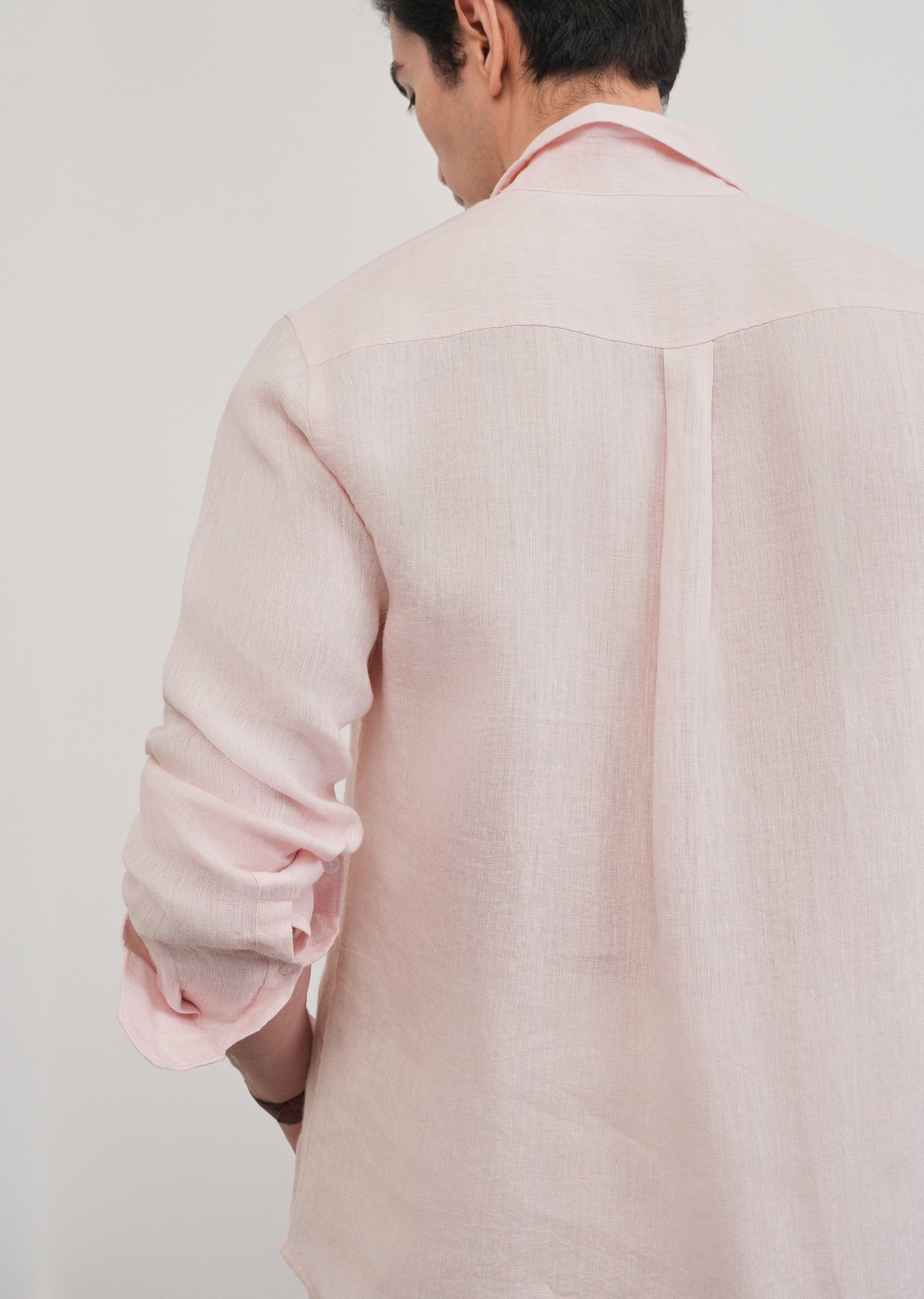 100% Pure Linen Pastel Pink Shirt
