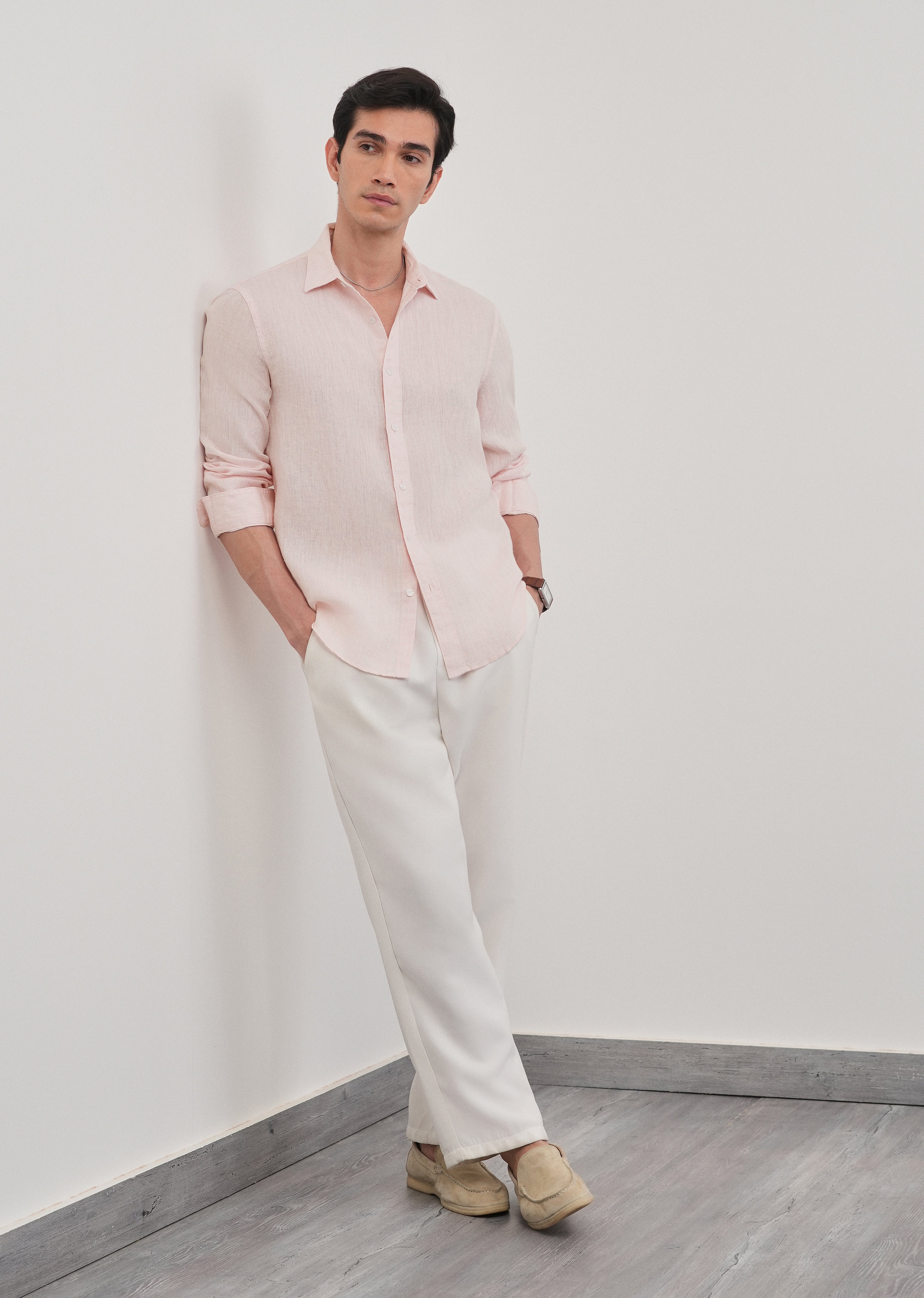 100% Pure Linen Pastel Pink Shirt