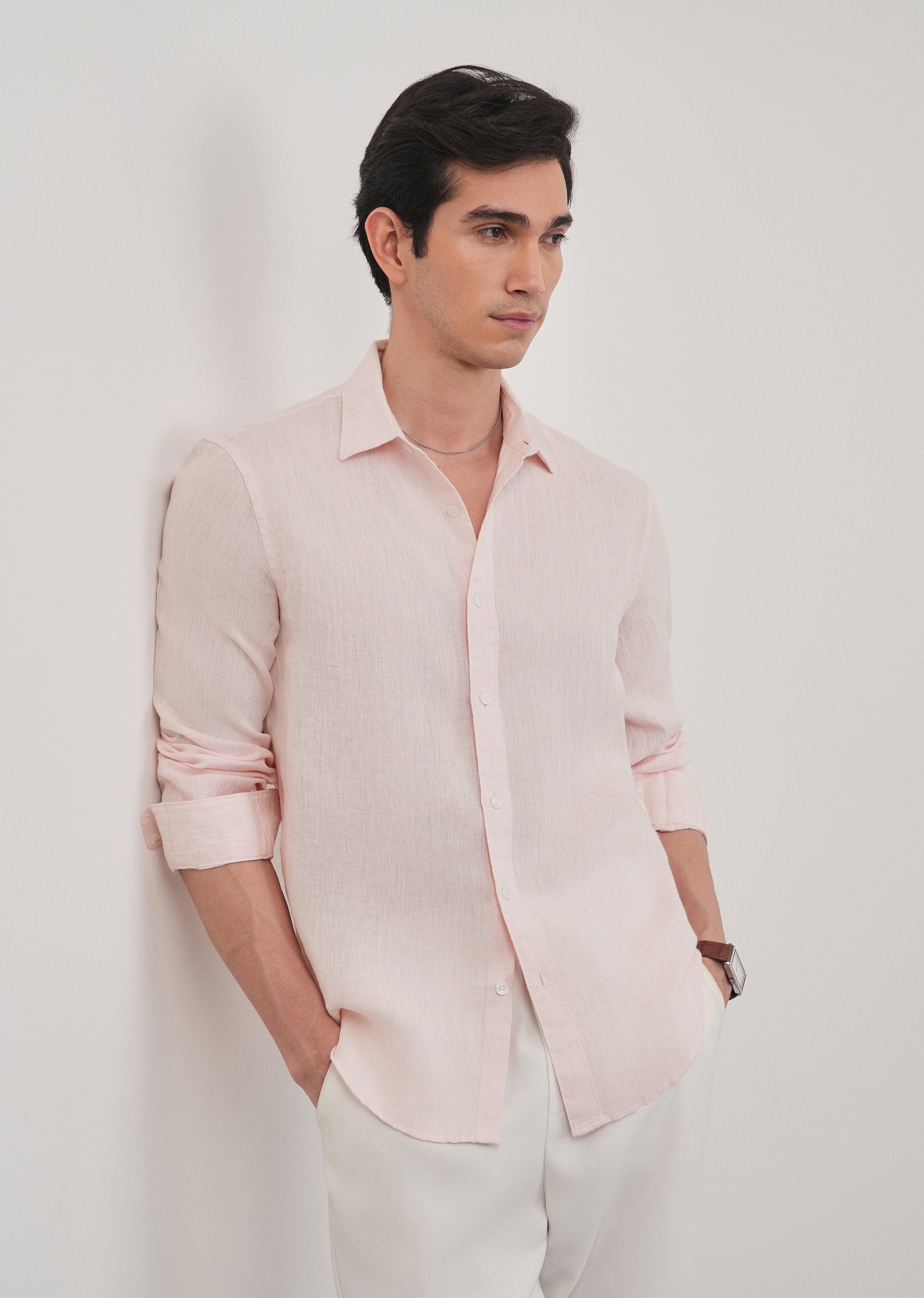 100% Pure Linen Pastel Pink Shirt