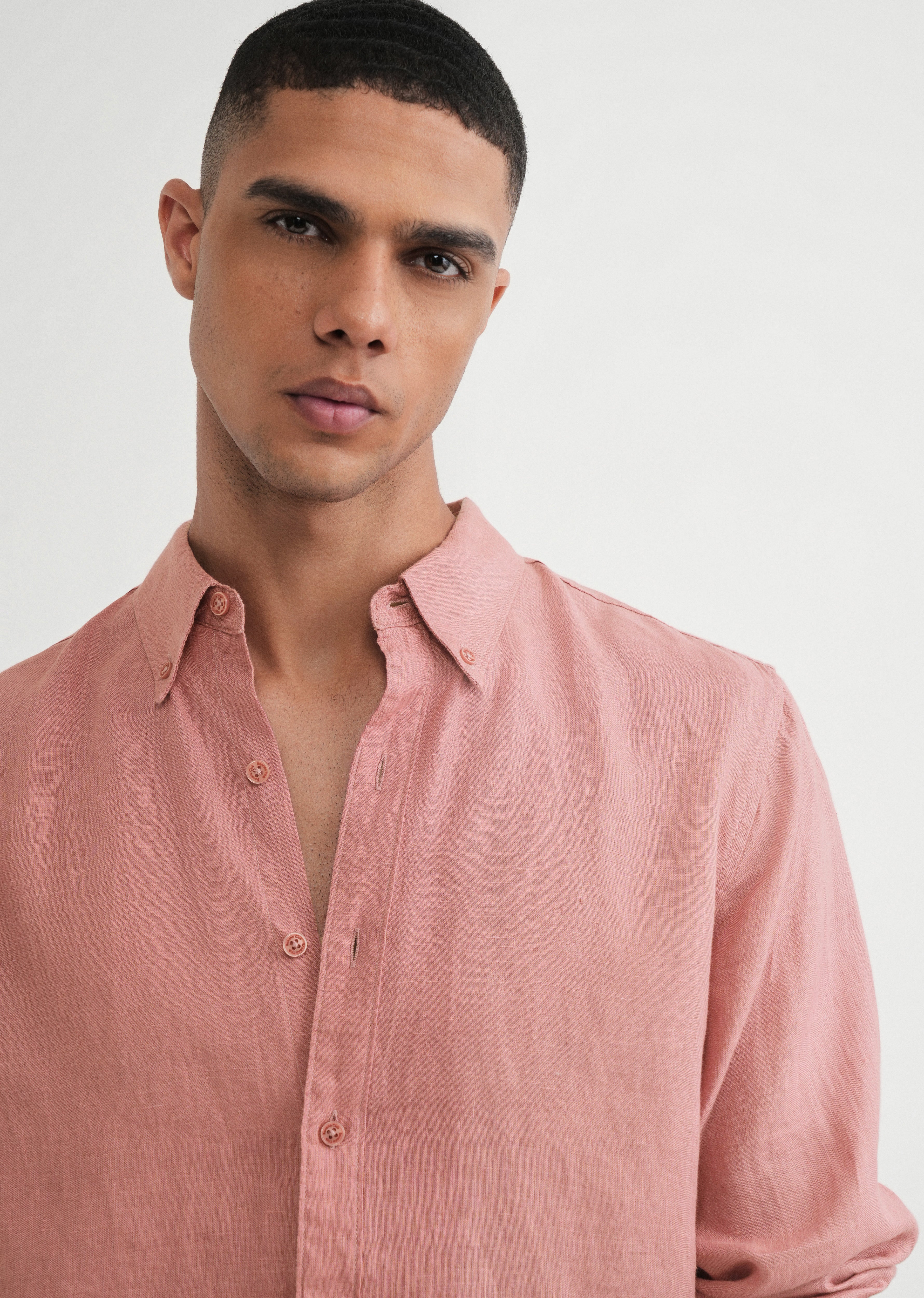 100% Pure Linen Peach Shirt