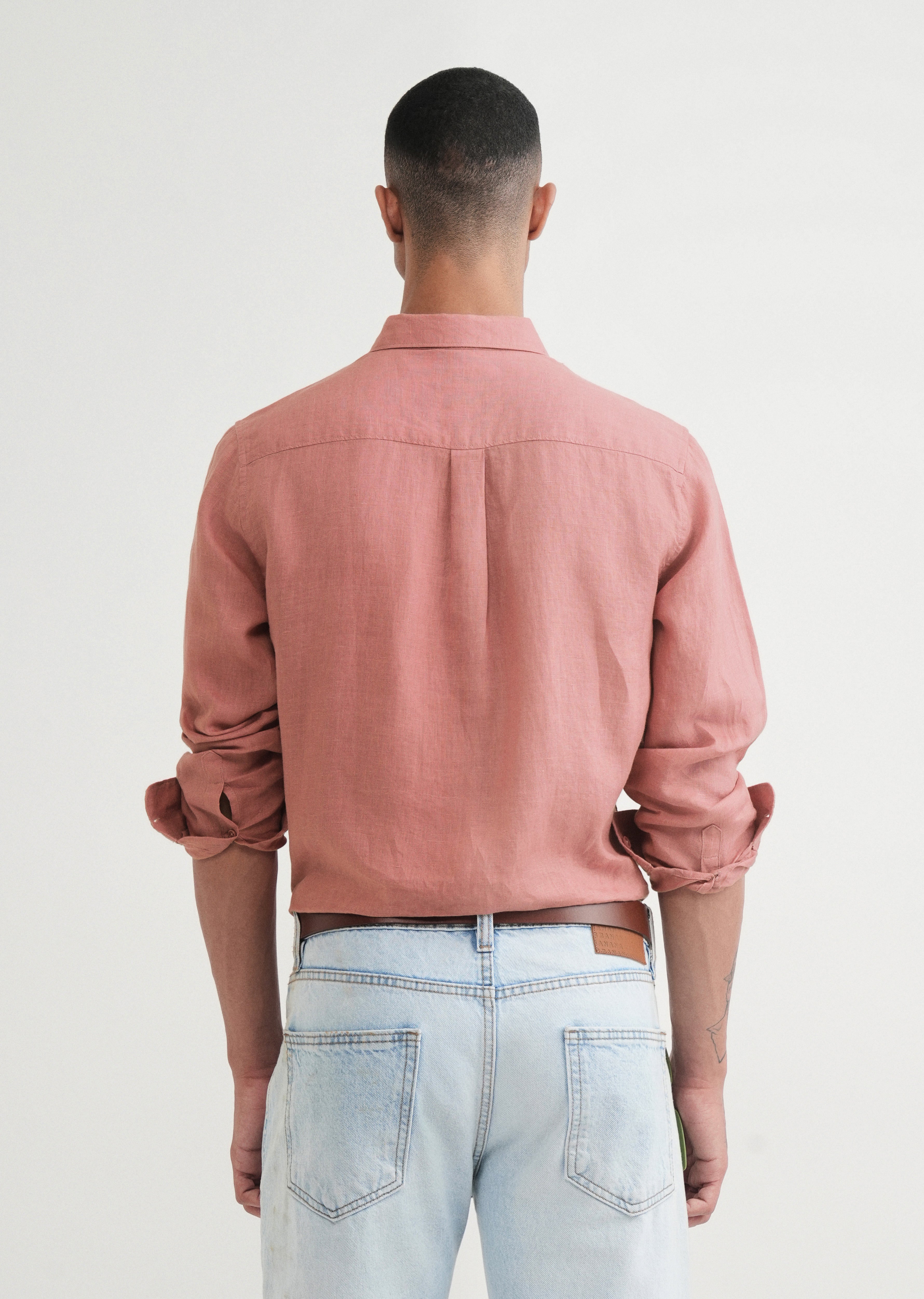 100% Pure Linen Peach Shirt
