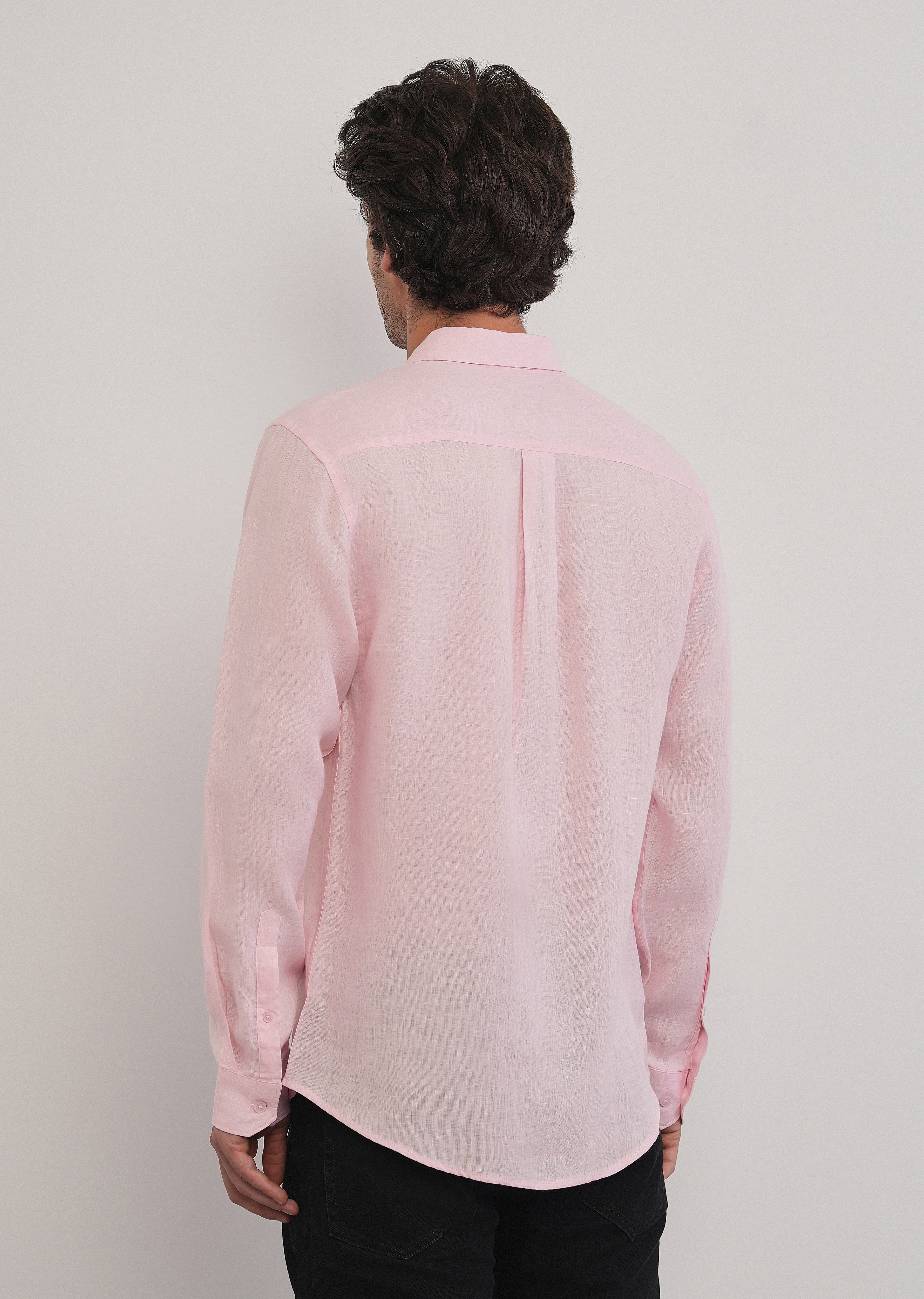 100% Pure Linen Pink Plain Shirt