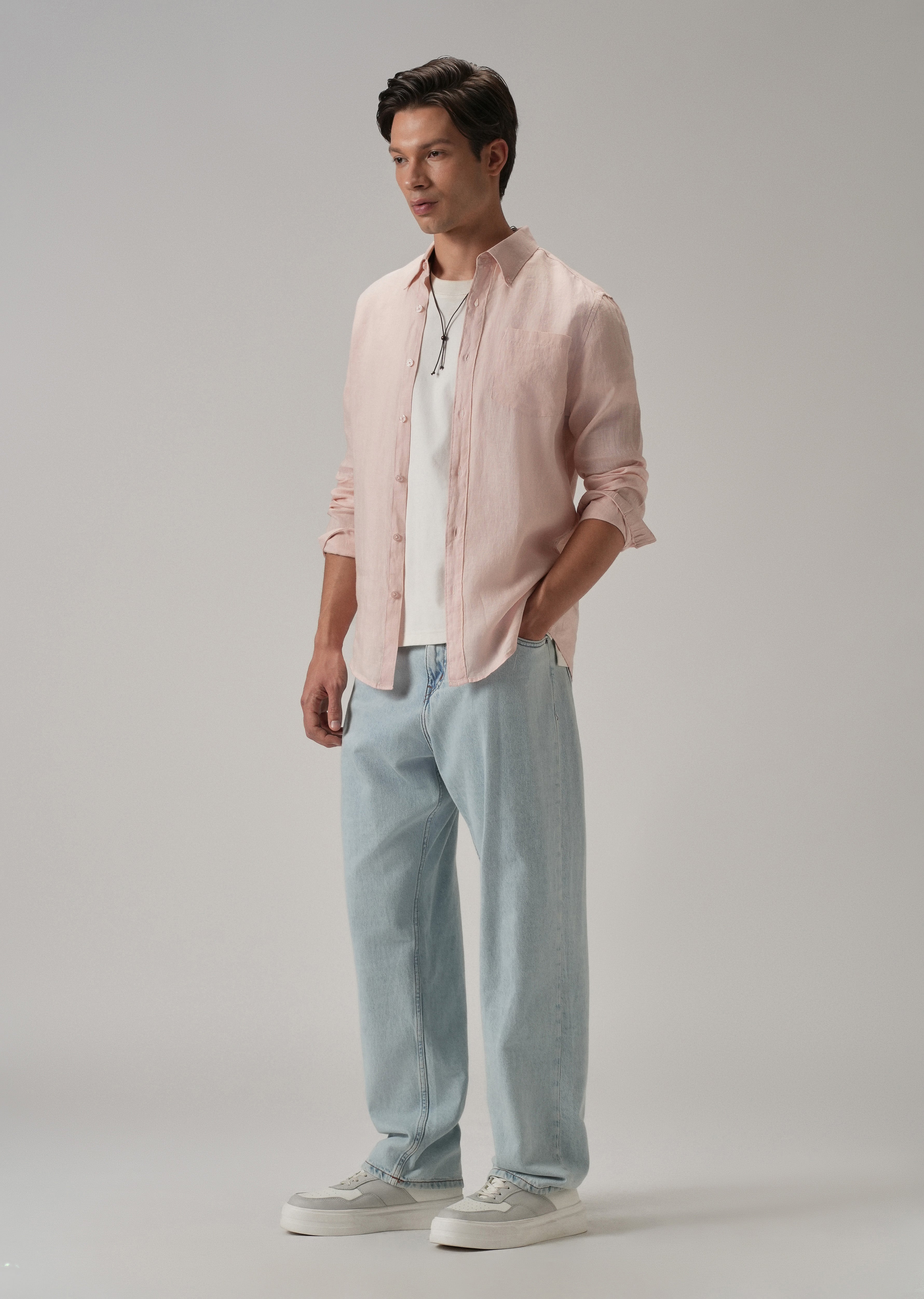 100% Pure Pink Linen Shirt