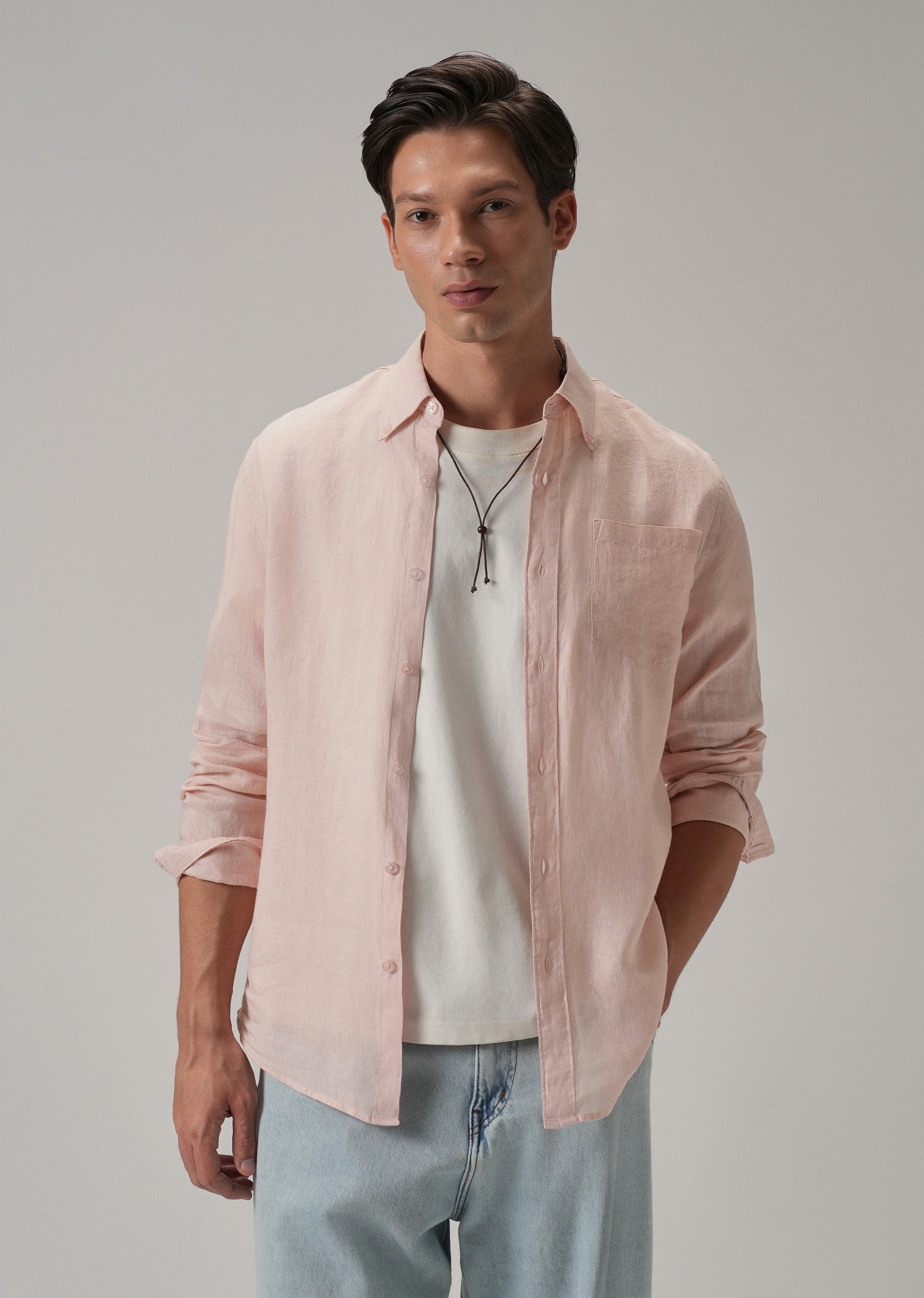 100% Pure Pink Linen Shirt