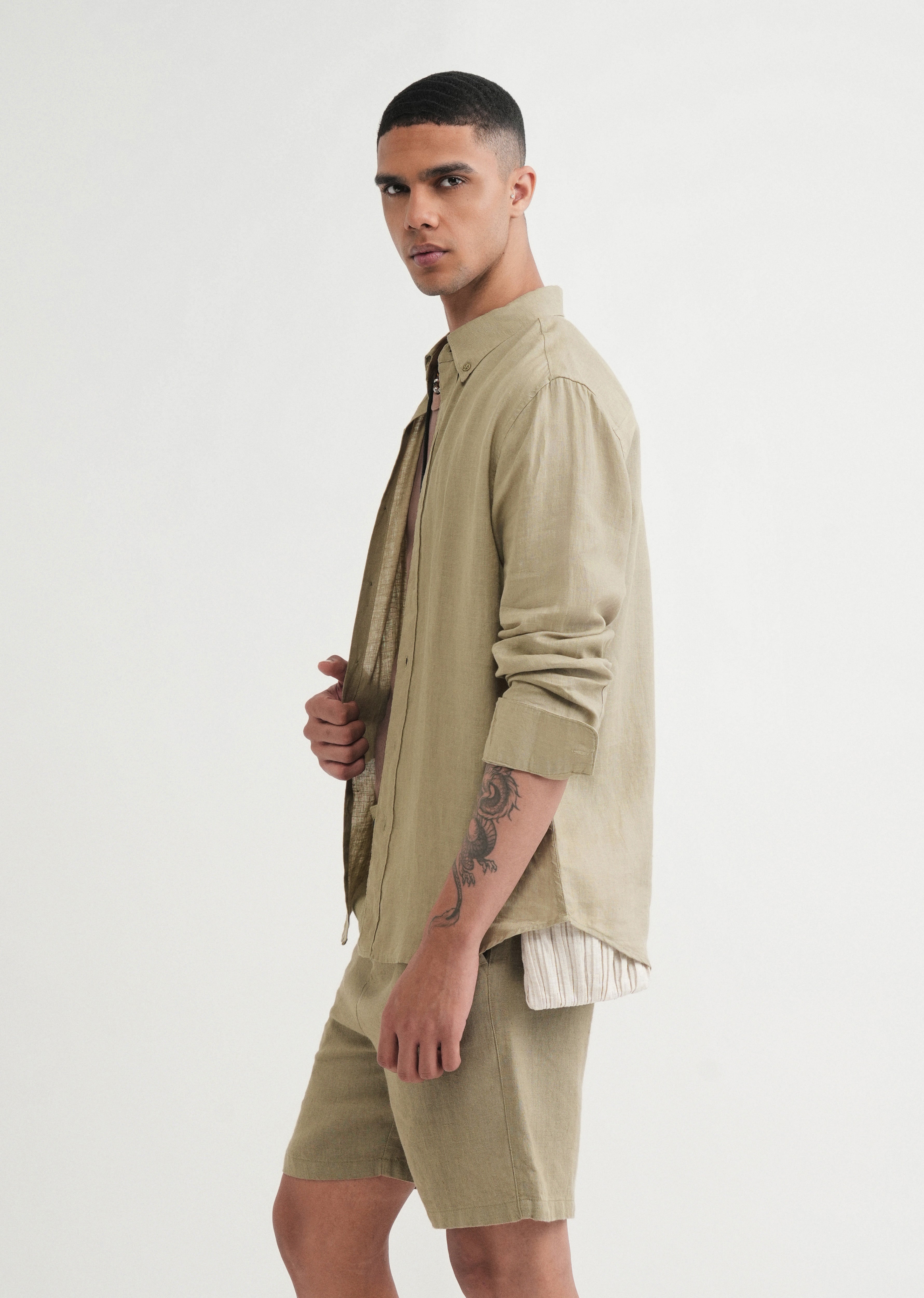100% Pure Linen Sage Green Shirt
